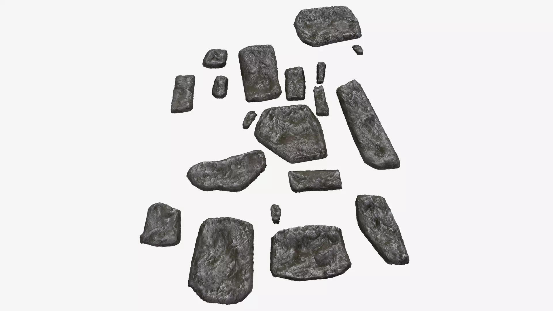 Walkway Stones Set Low-poly 3D model_0