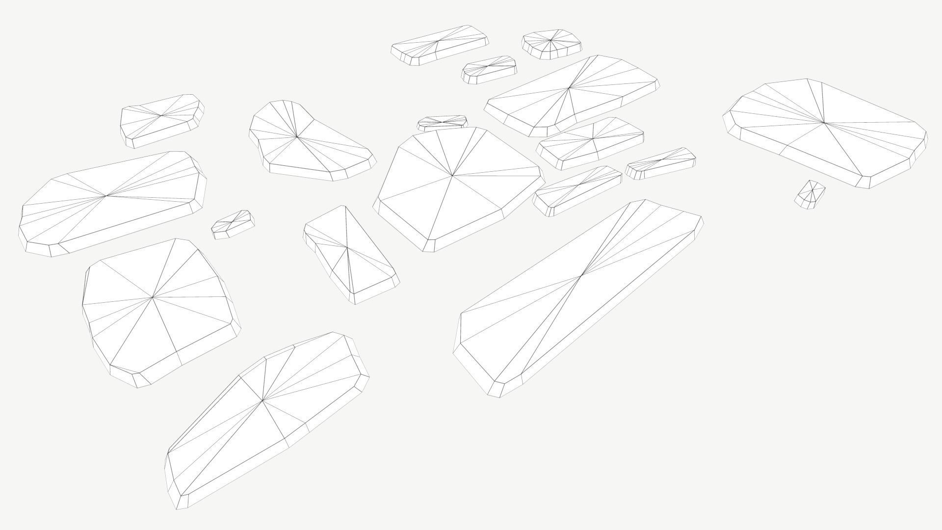 Walkway Stones Set Low-poly 3D model_7