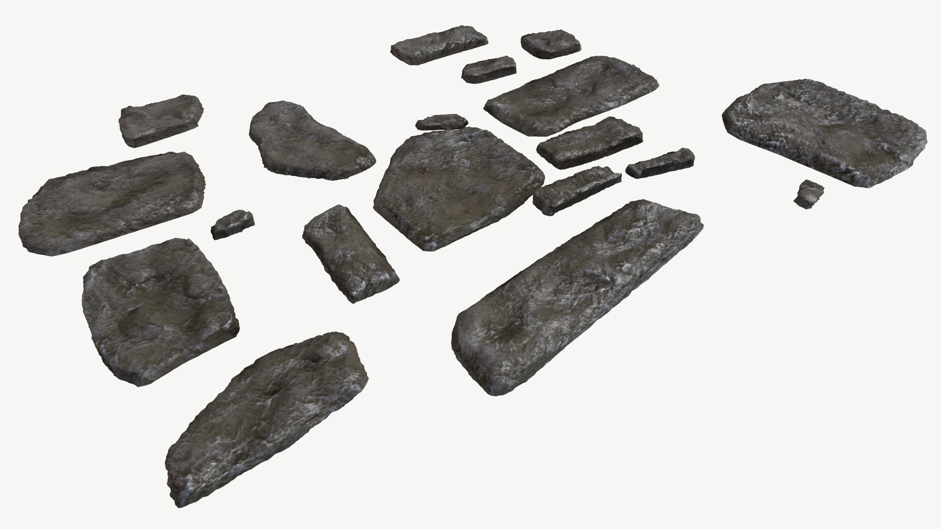 Walkway Stones Set Low-poly 3D model_6