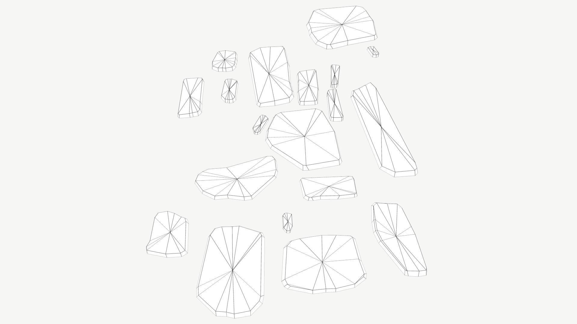 Walkway Stones Set Low-poly 3D model_1