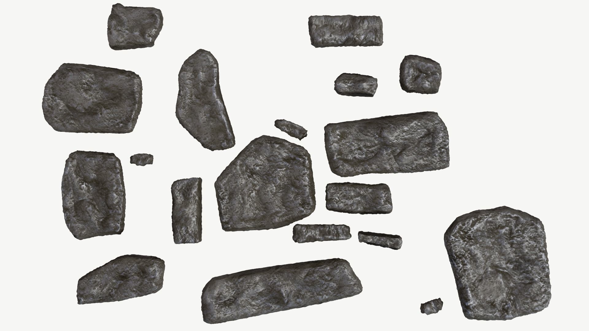 Walkway Stones Set Low-poly 3D model_8