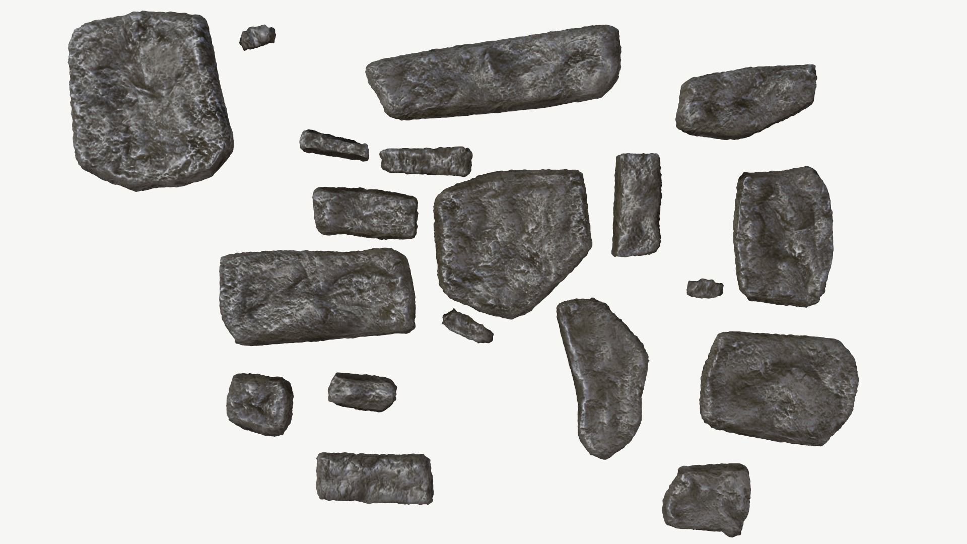 Walkway Stones Set Low-poly 3D model_2