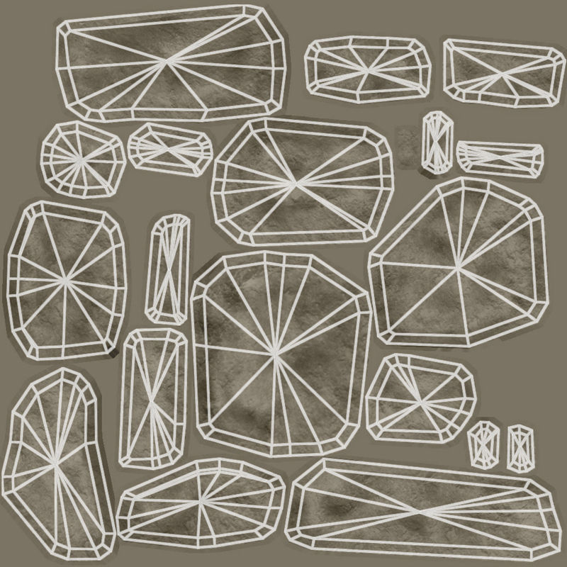 Walkway Stones Set Low-poly 3D model_10