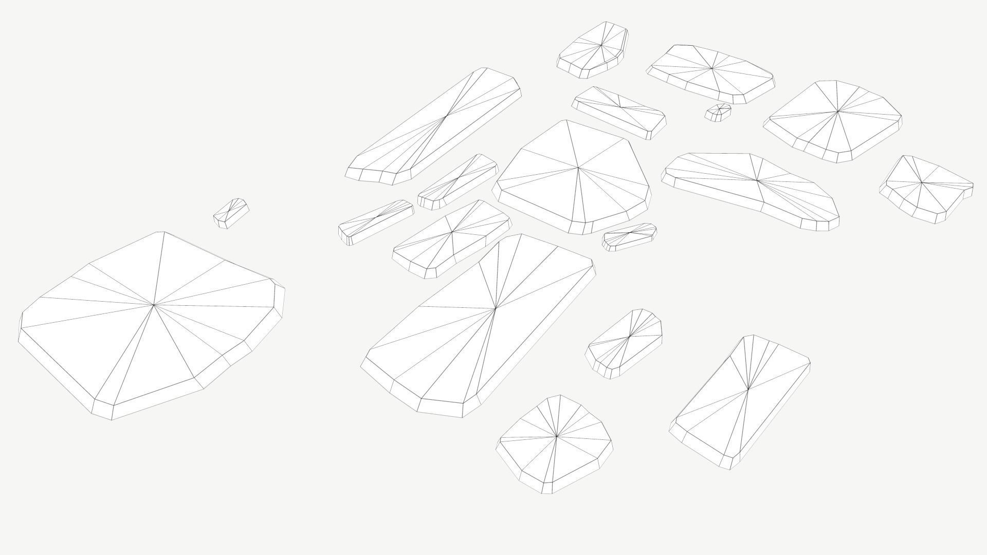 Walkway Stones Set Low-poly 3D model_5