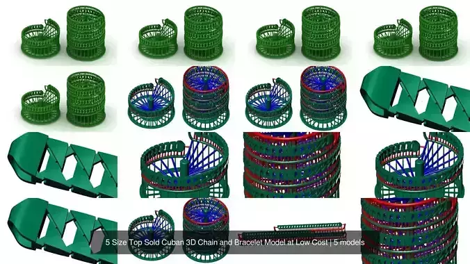5 Size Top Sold Cuban 3D Chain and Bracelet Model at Low Cost