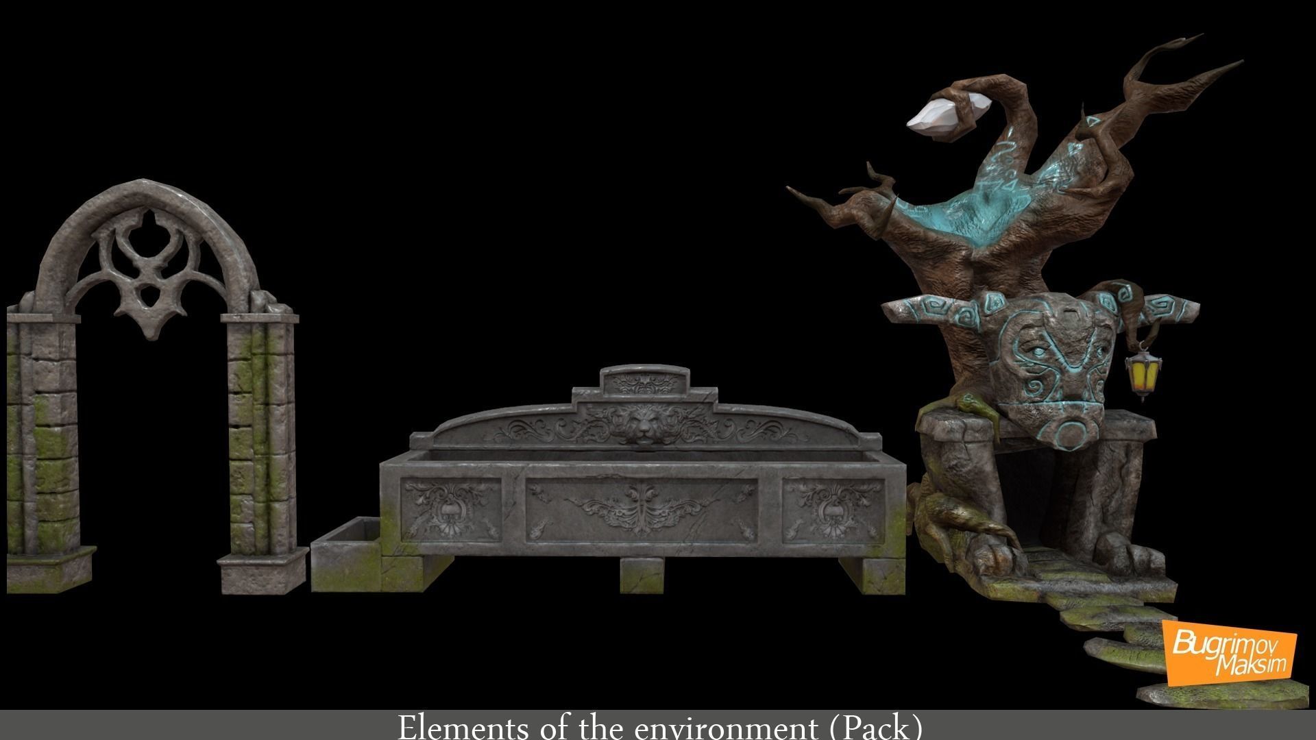 Elements of the environment Pack Low-poly 3D model_3