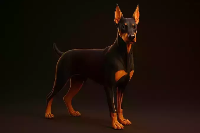 Doberman Dog 3D MODEL