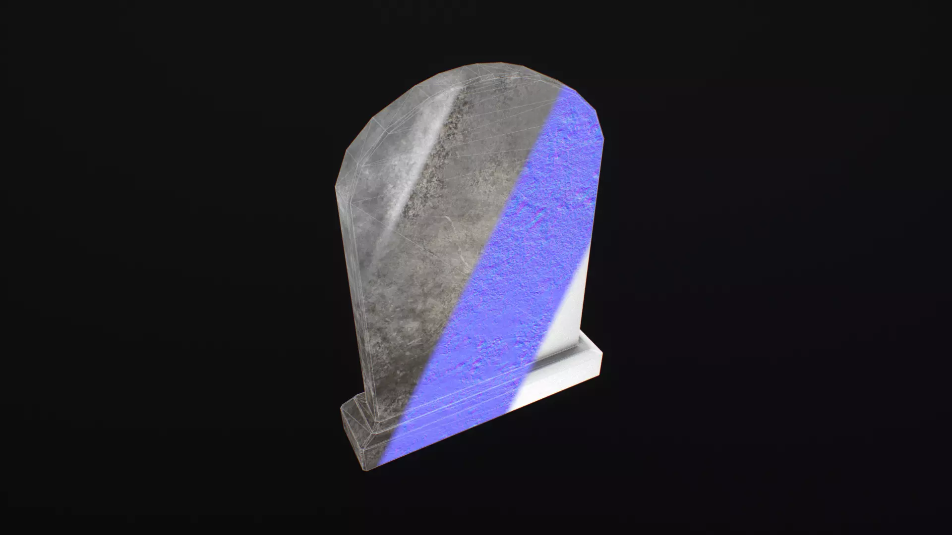 Low Poly Round Top Tombstone Low-poly 3D model_1