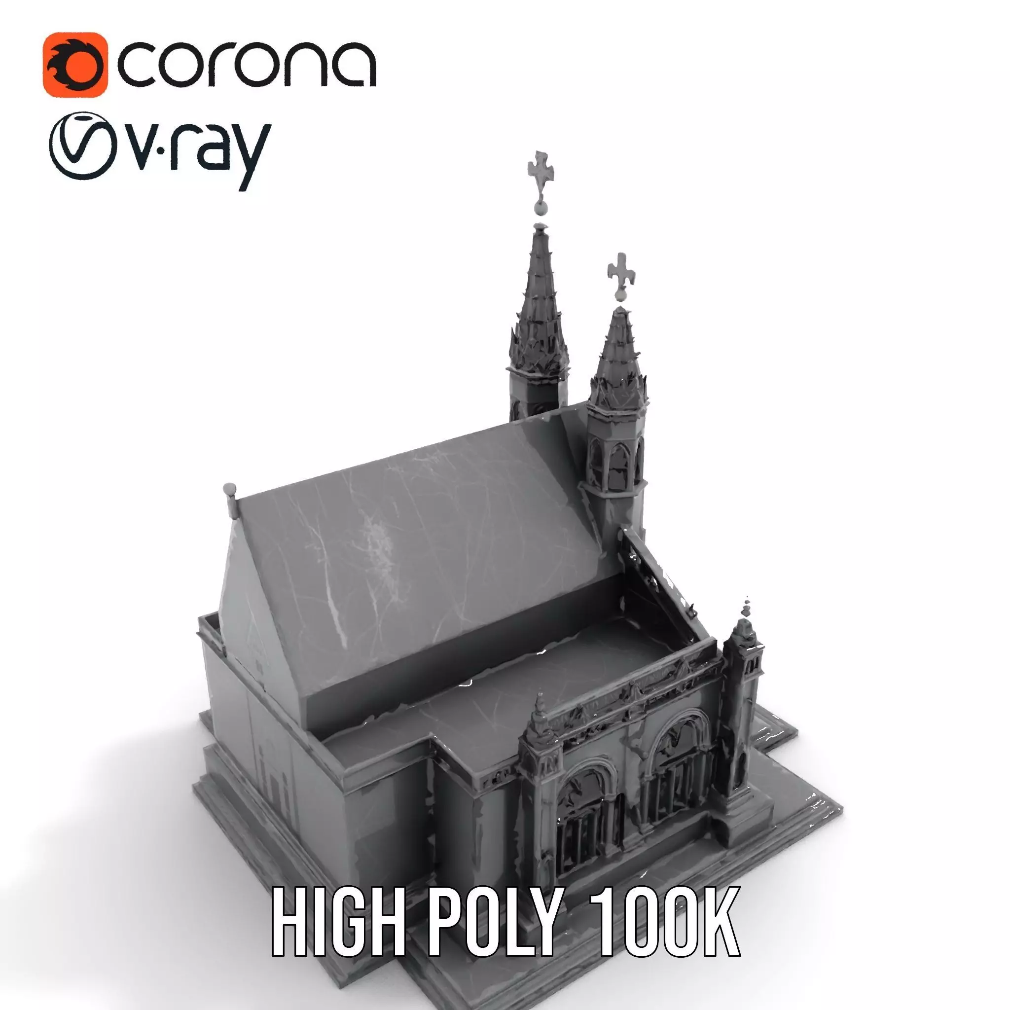 Gothic Stone Cathedral model pack Low-poly 3D model_21