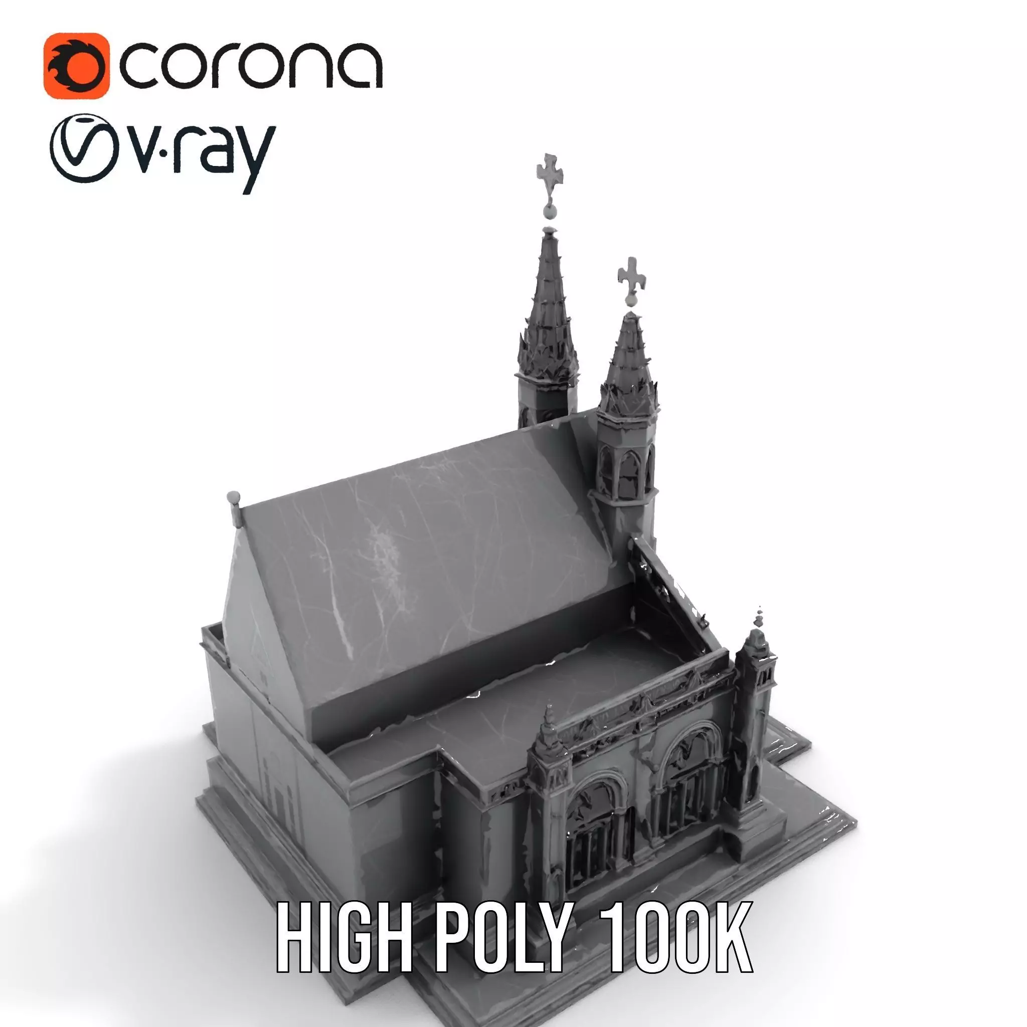 Gothic Stone Cathedral model pack Low-poly 3D model_17