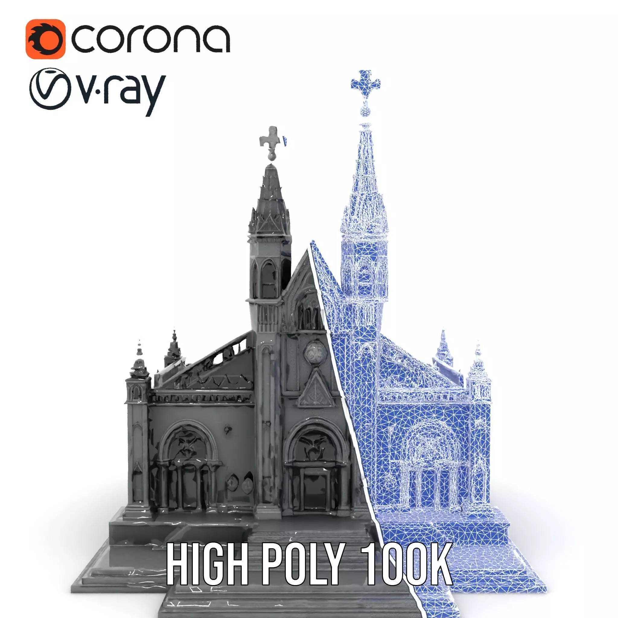 Gothic Stone Cathedral model pack Low-poly 3D model_34