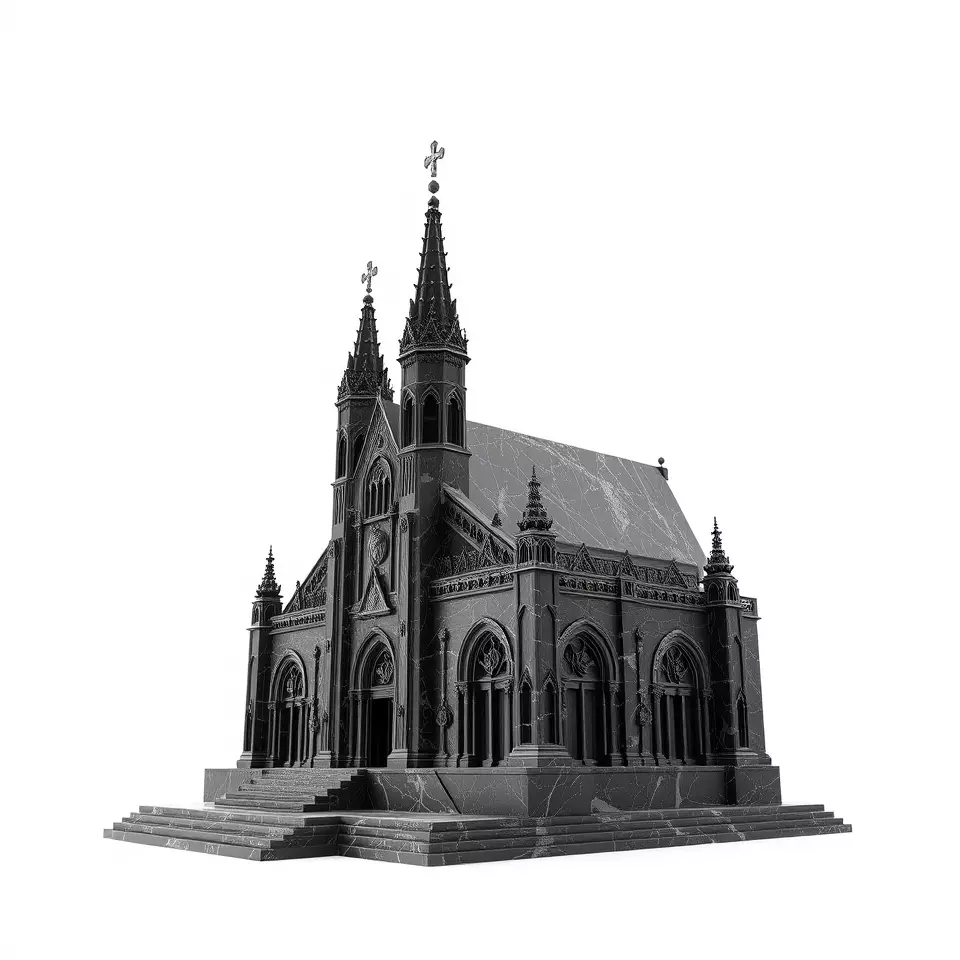 Gothic Stone Cathedral model pack Low-poly 3D model_2