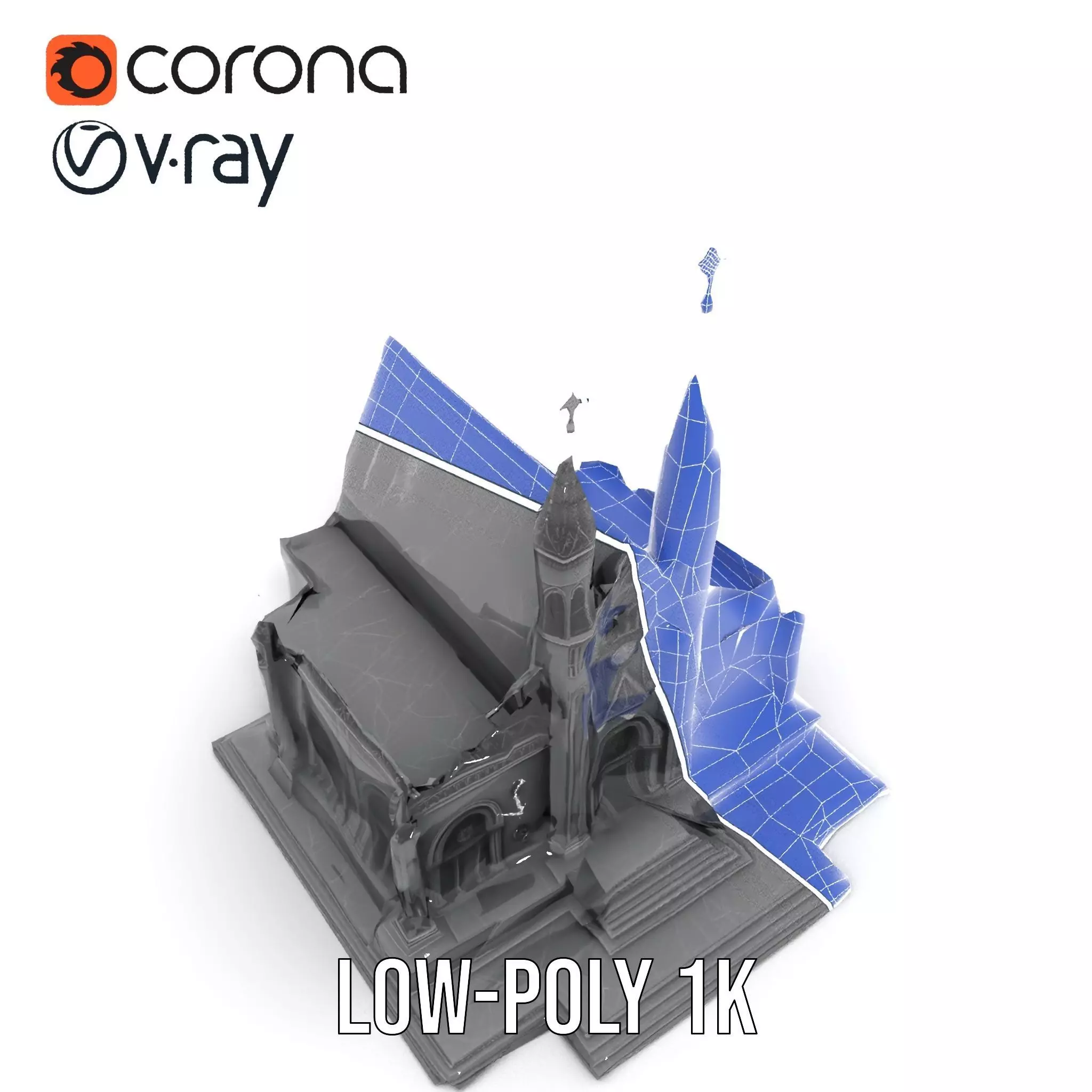 Gothic Stone Cathedral model pack Low-poly 3D model_28