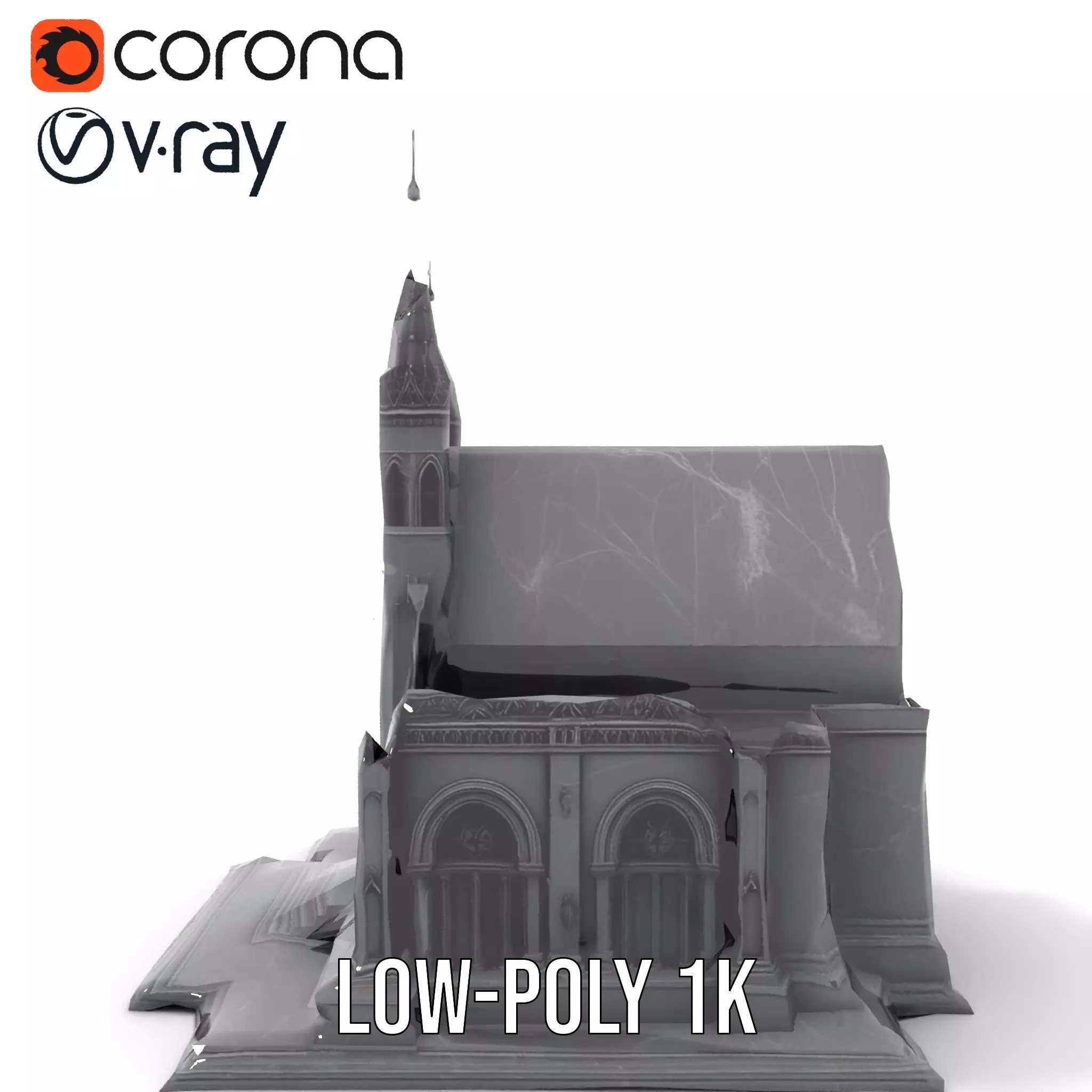 Gothic Stone Cathedral model pack Low-poly 3D model_14