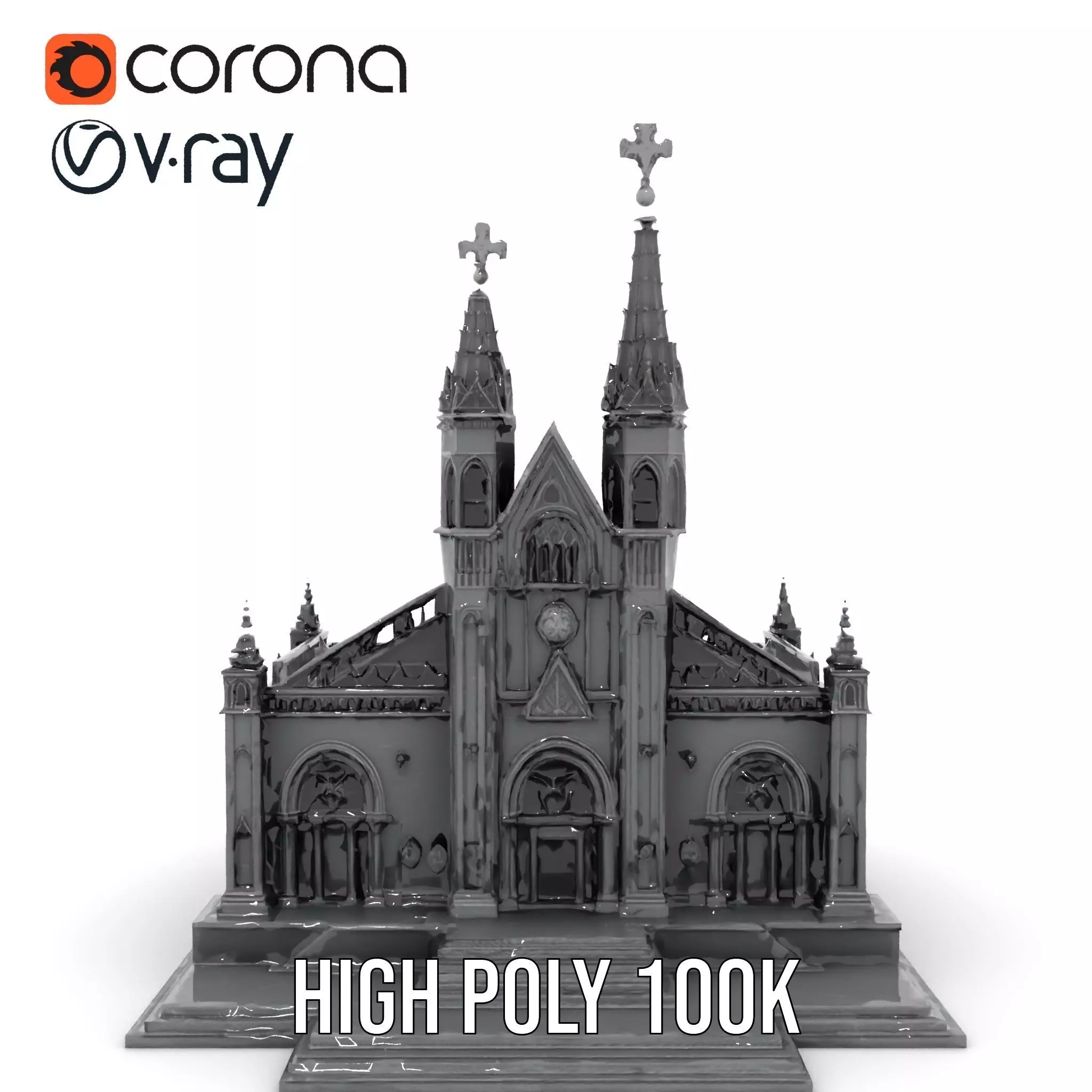 Gothic Stone Cathedral model pack Low-poly 3D model_11
