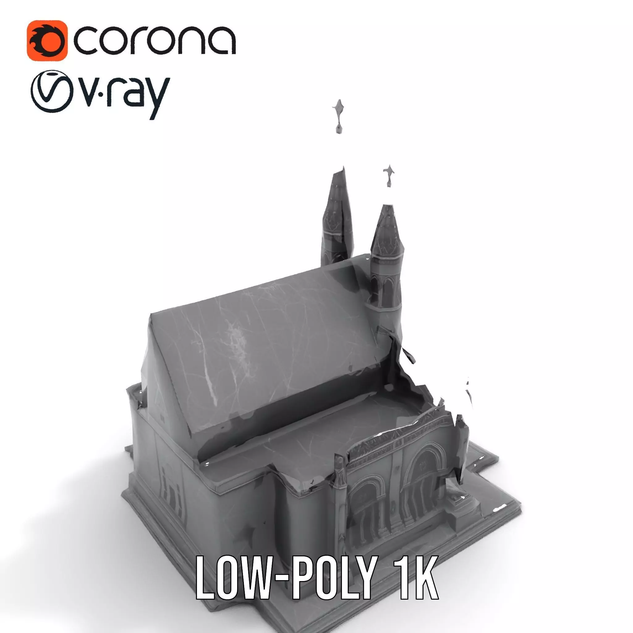 Gothic Stone Cathedral model pack Low-poly 3D model_19