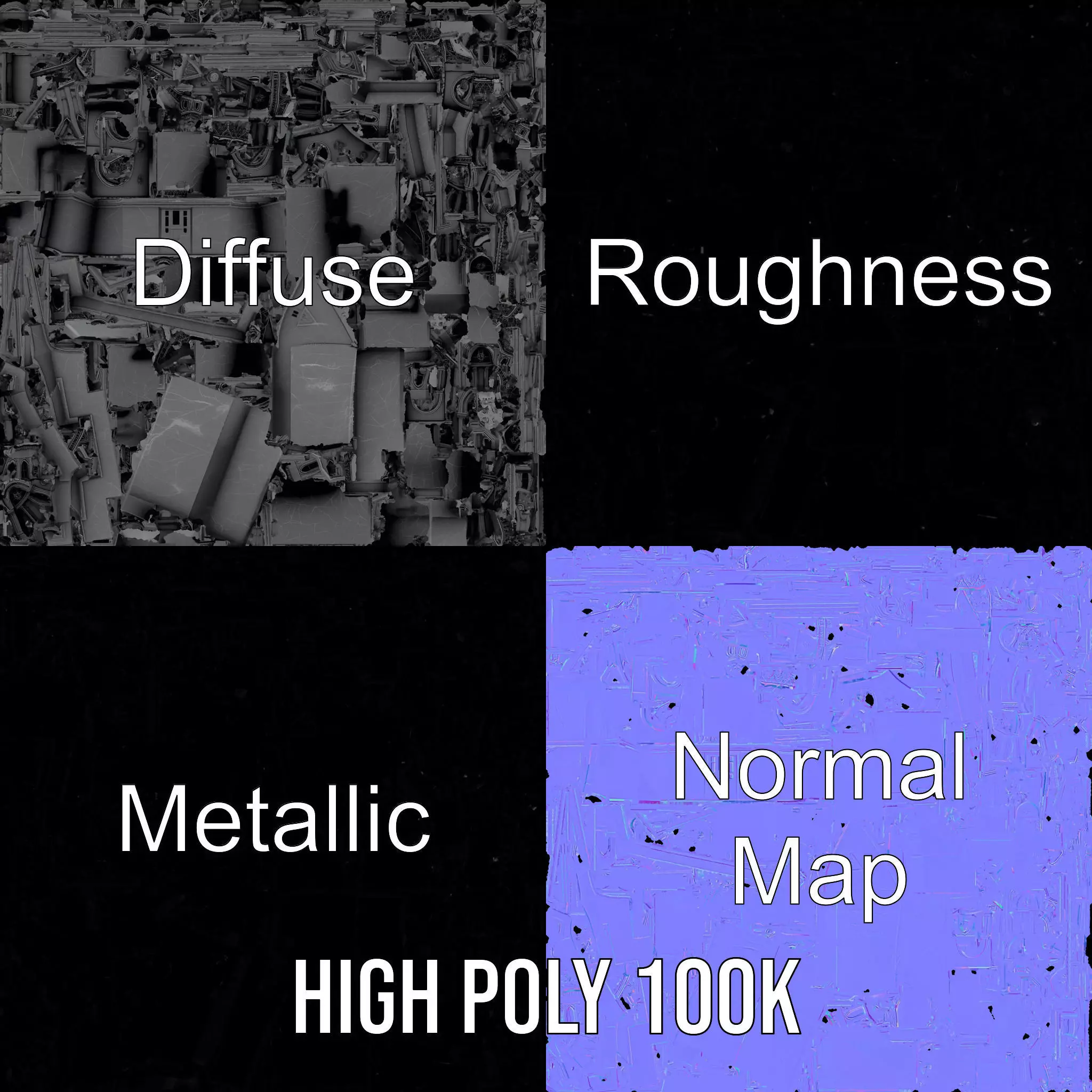 Gothic Stone Cathedral model pack Low-poly 3D model_3