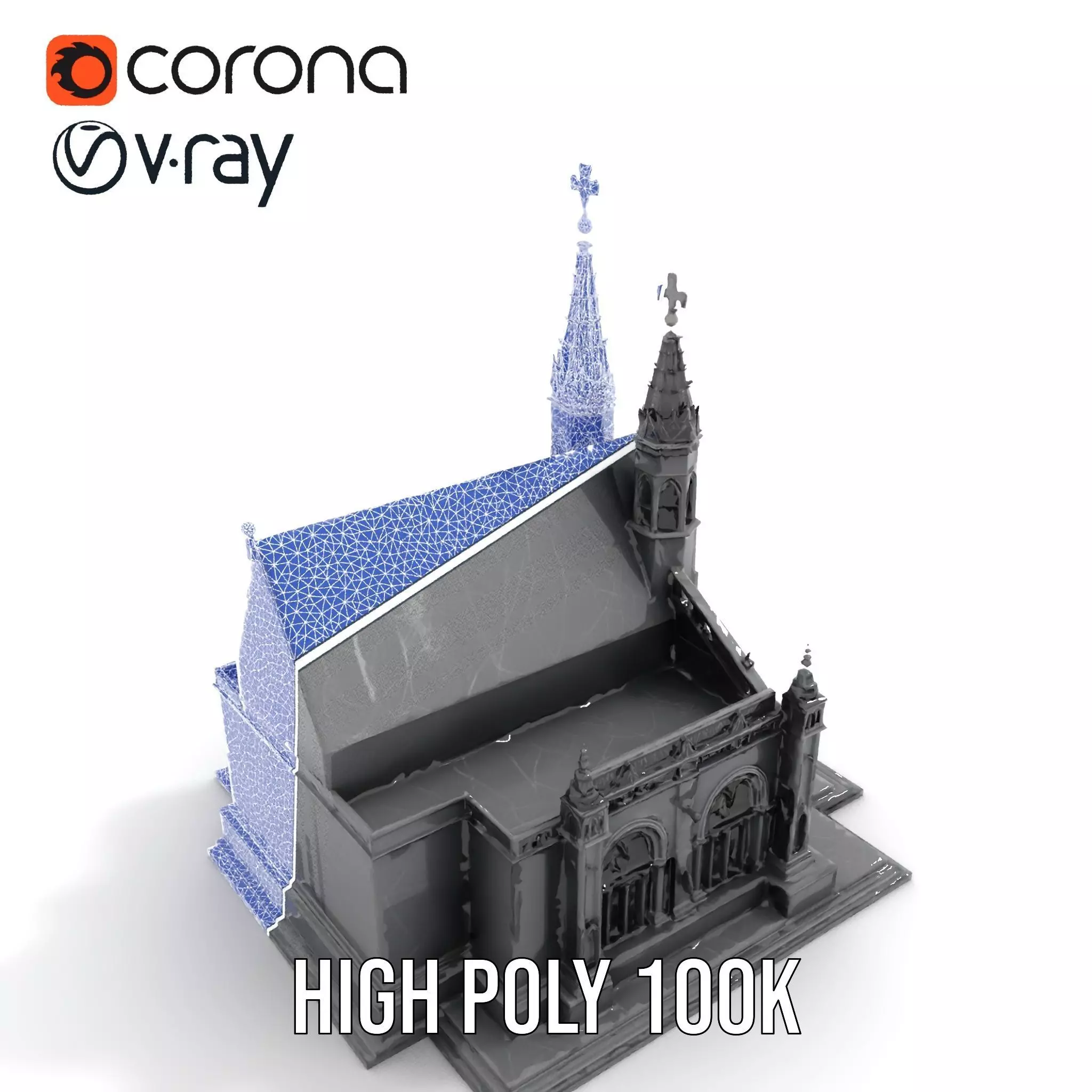 Gothic Stone Cathedral model pack Low-poly 3D model_32