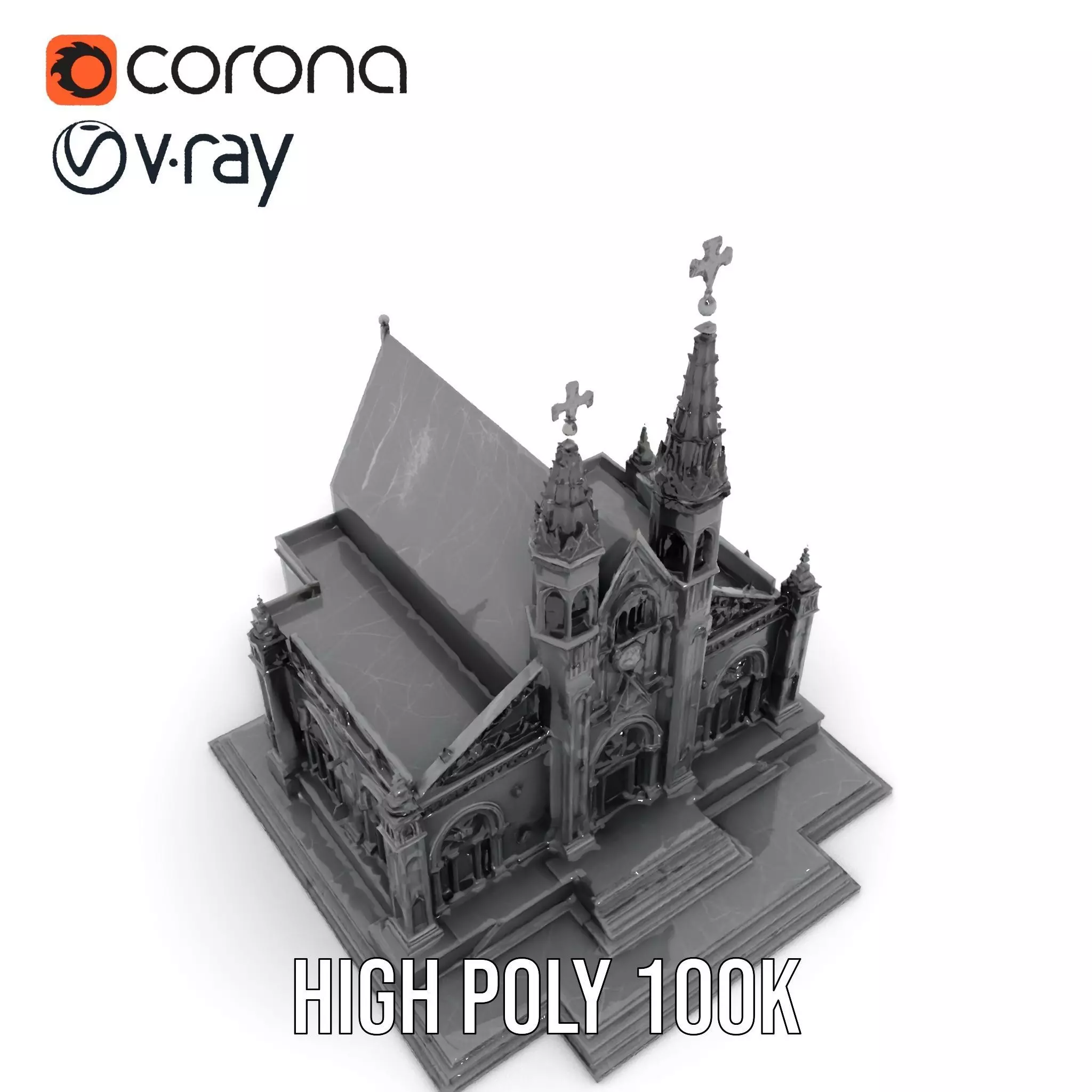 Gothic Stone Cathedral model pack Low-poly 3D model_26