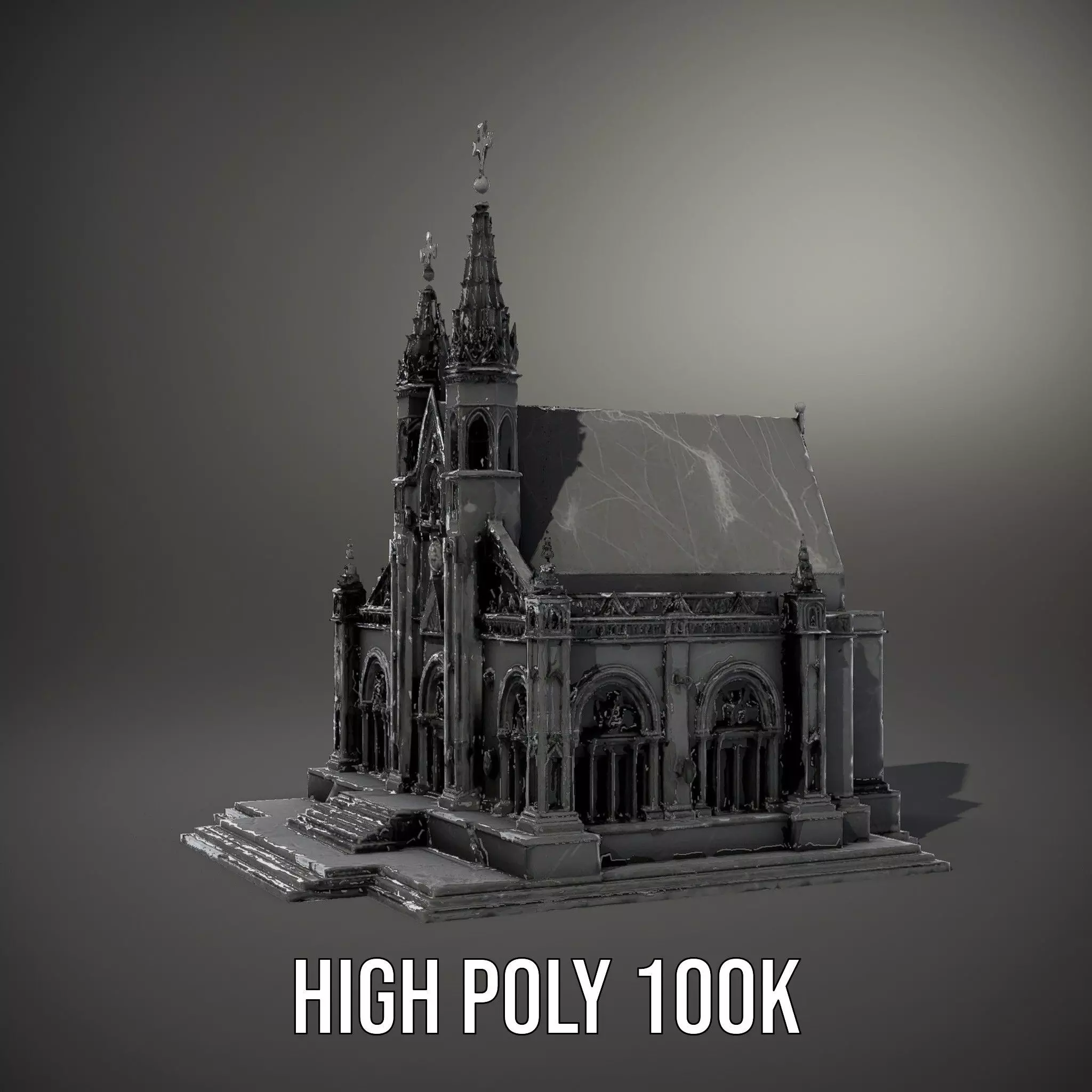 Gothic Stone Cathedral model pack Low-poly 3D model_8