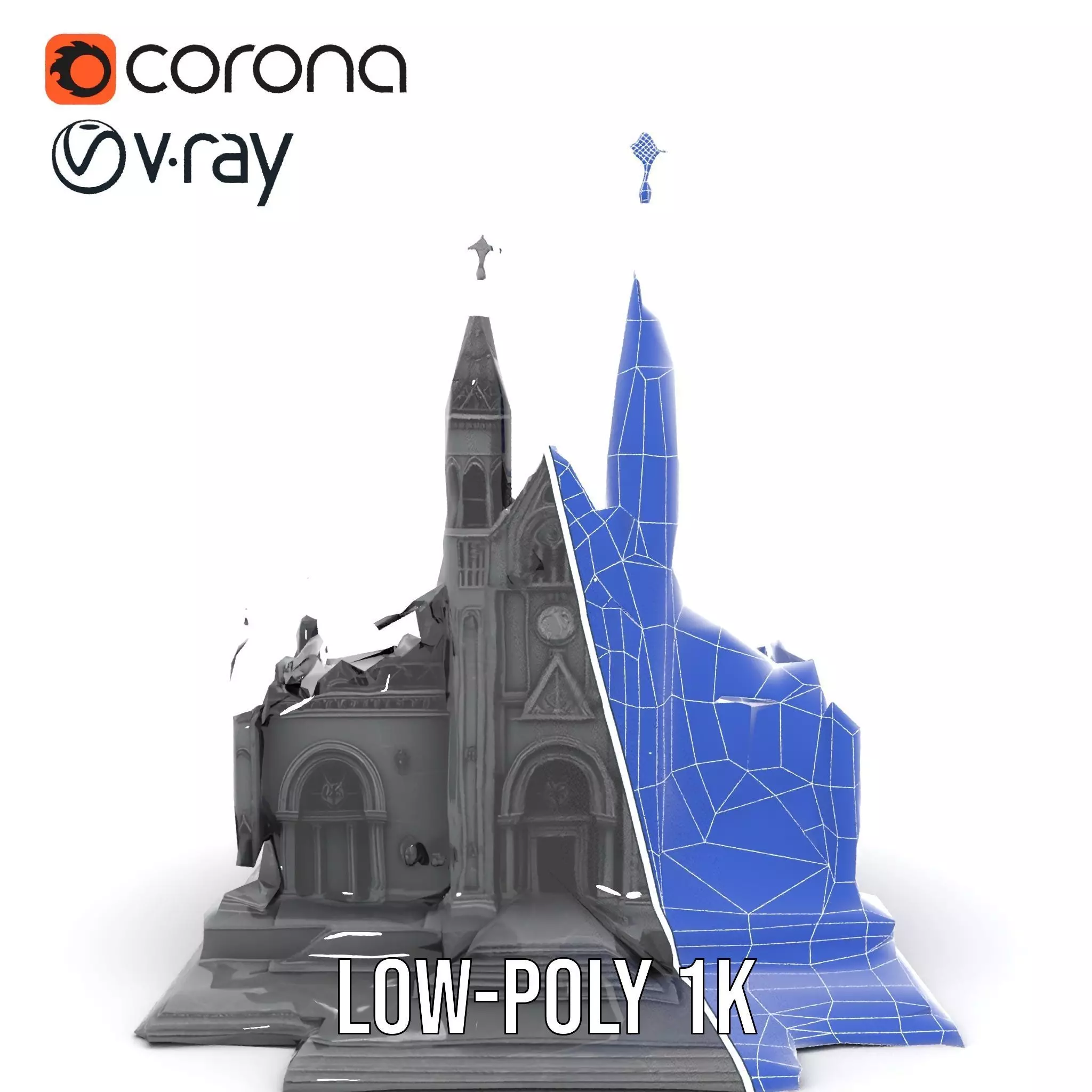 Gothic Stone Cathedral model pack Low-poly 3D model_31