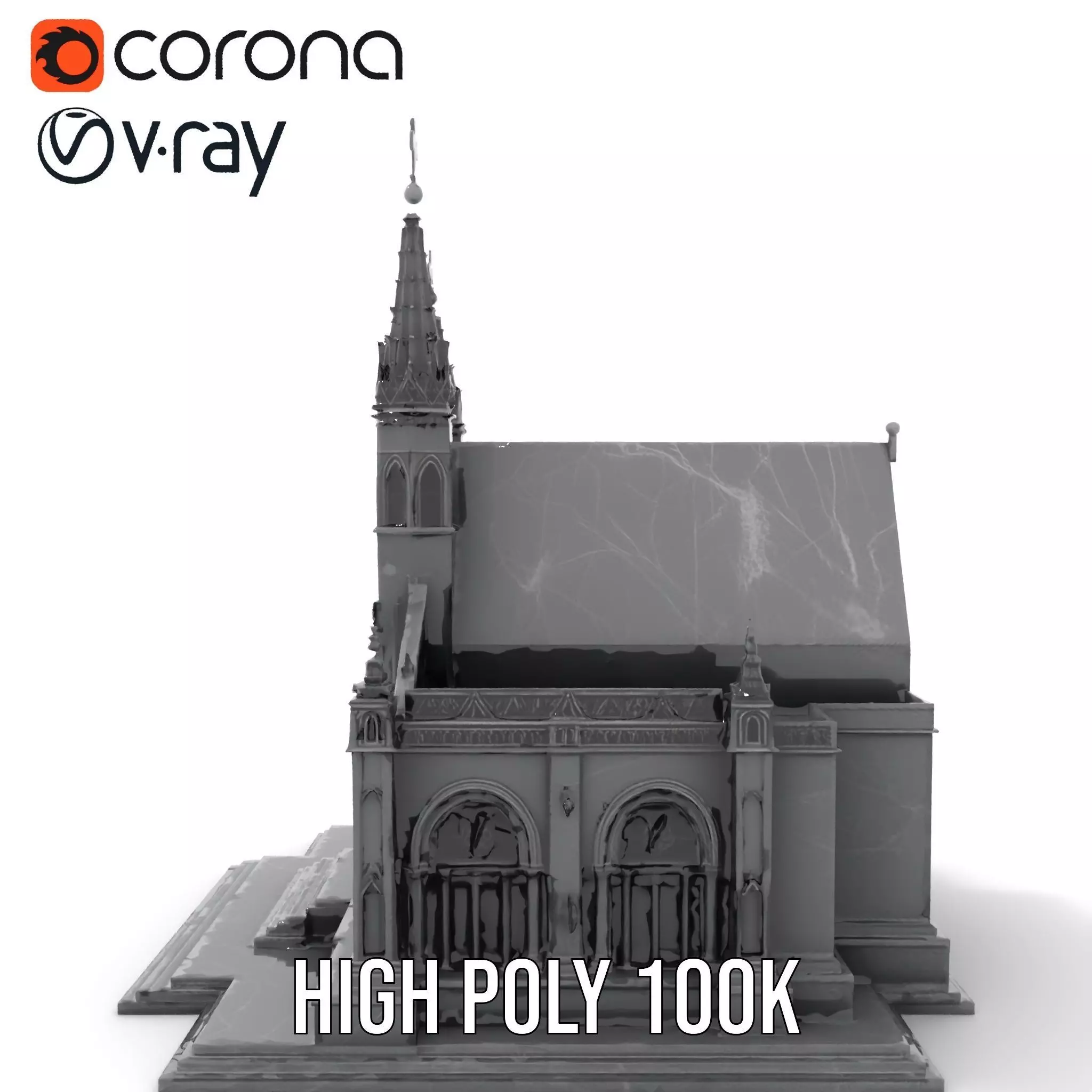Gothic Stone Cathedral model pack Low-poly 3D model_18