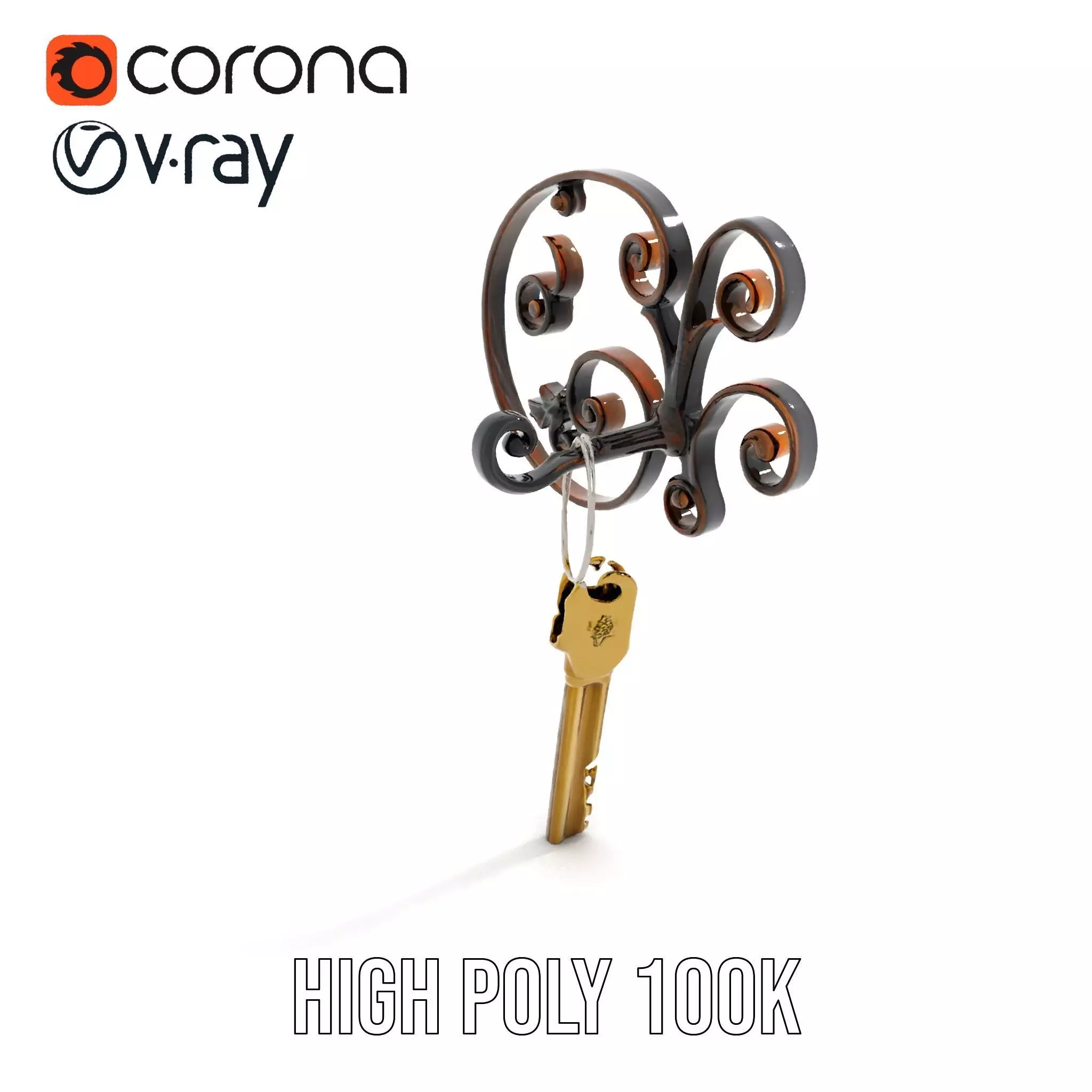 Antique Iron Key Holder model pack Low-poly 3D model_17