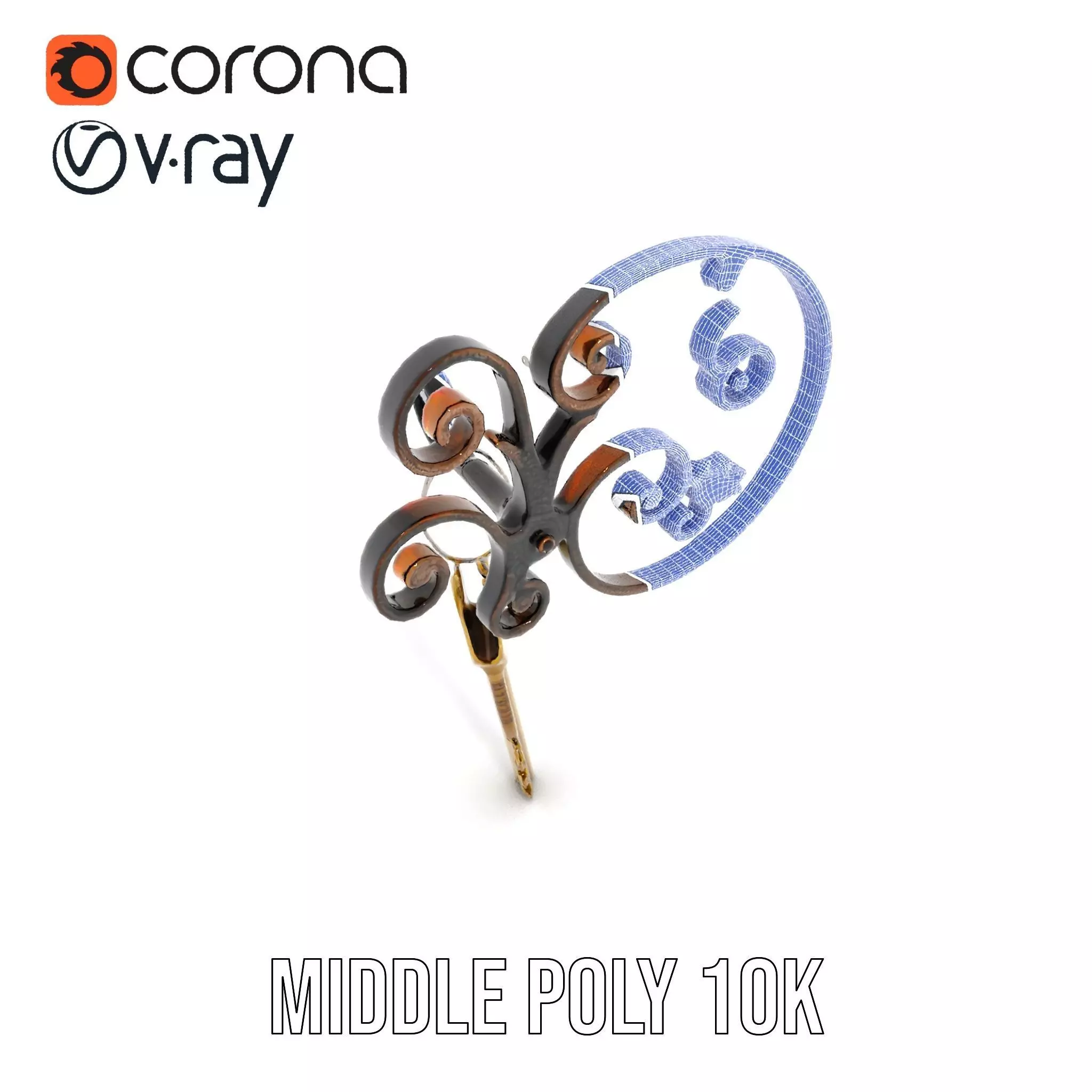 Antique Iron Key Holder model pack Low-poly 3D model_11