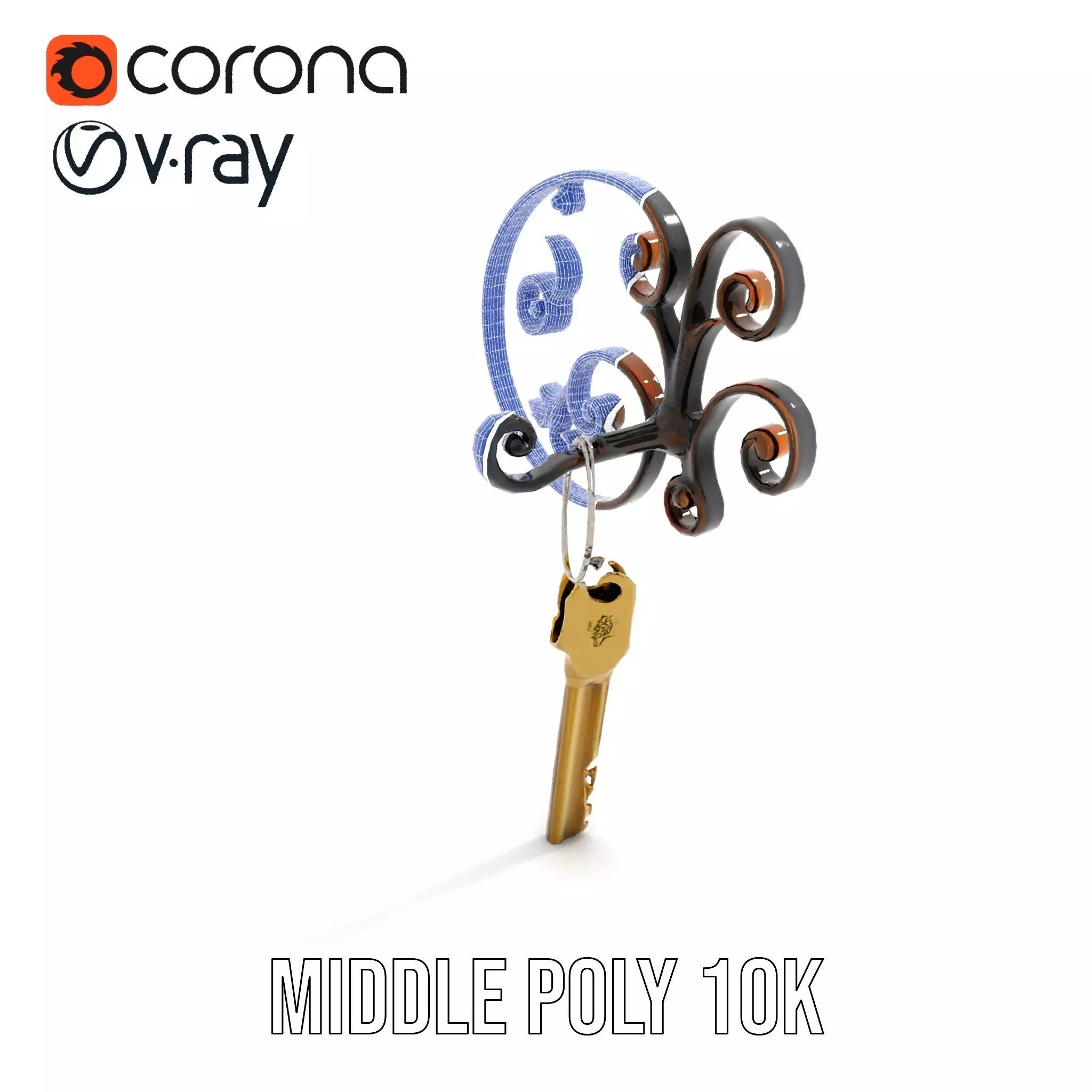 Antique Iron Key Holder model pack Low-poly 3D model_29