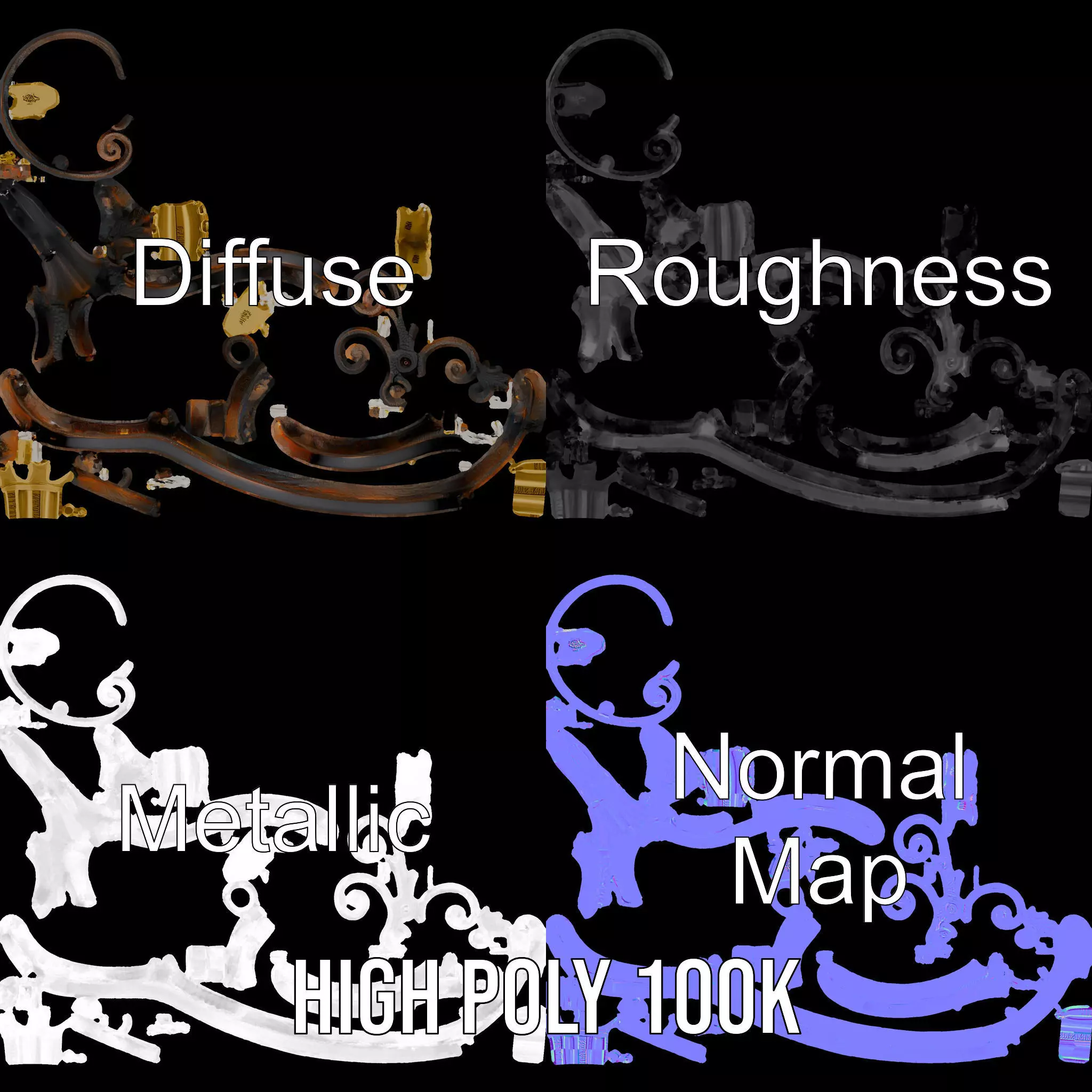 Antique Iron Key Holder model pack Low-poly 3D model_3