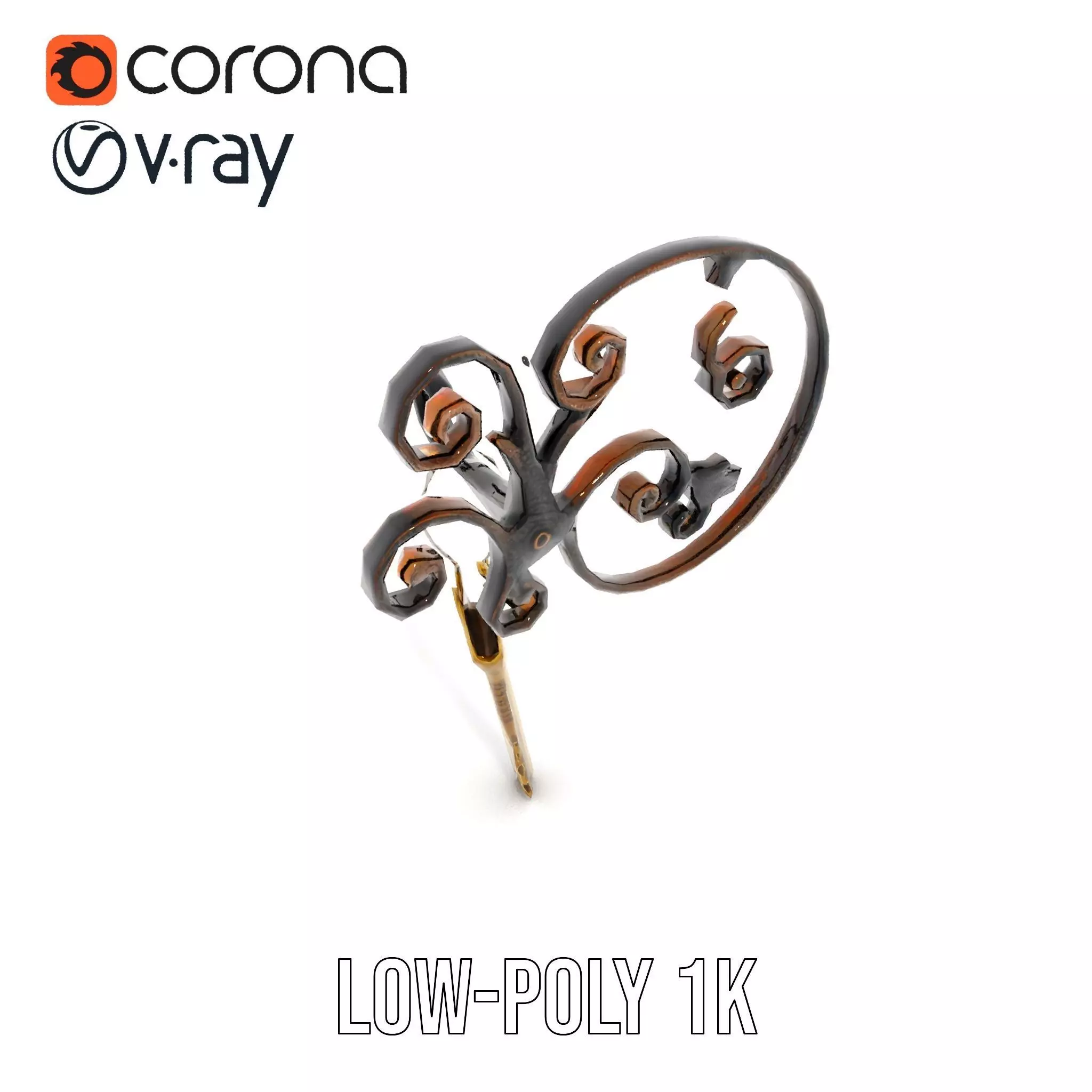 Antique Iron Key Holder model pack Low-poly 3D model_19