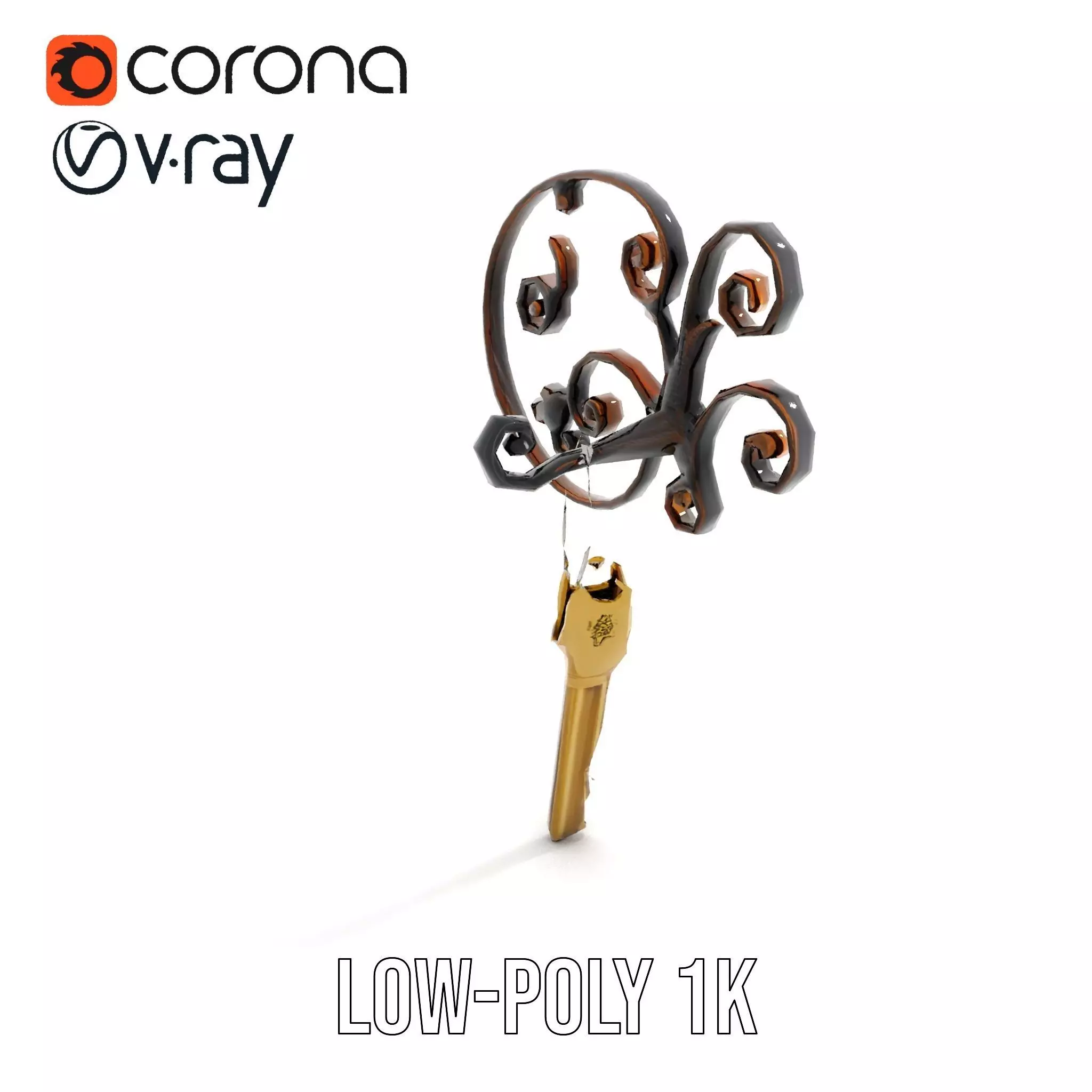 Antique Iron Key Holder model pack Low-poly 3D model_12