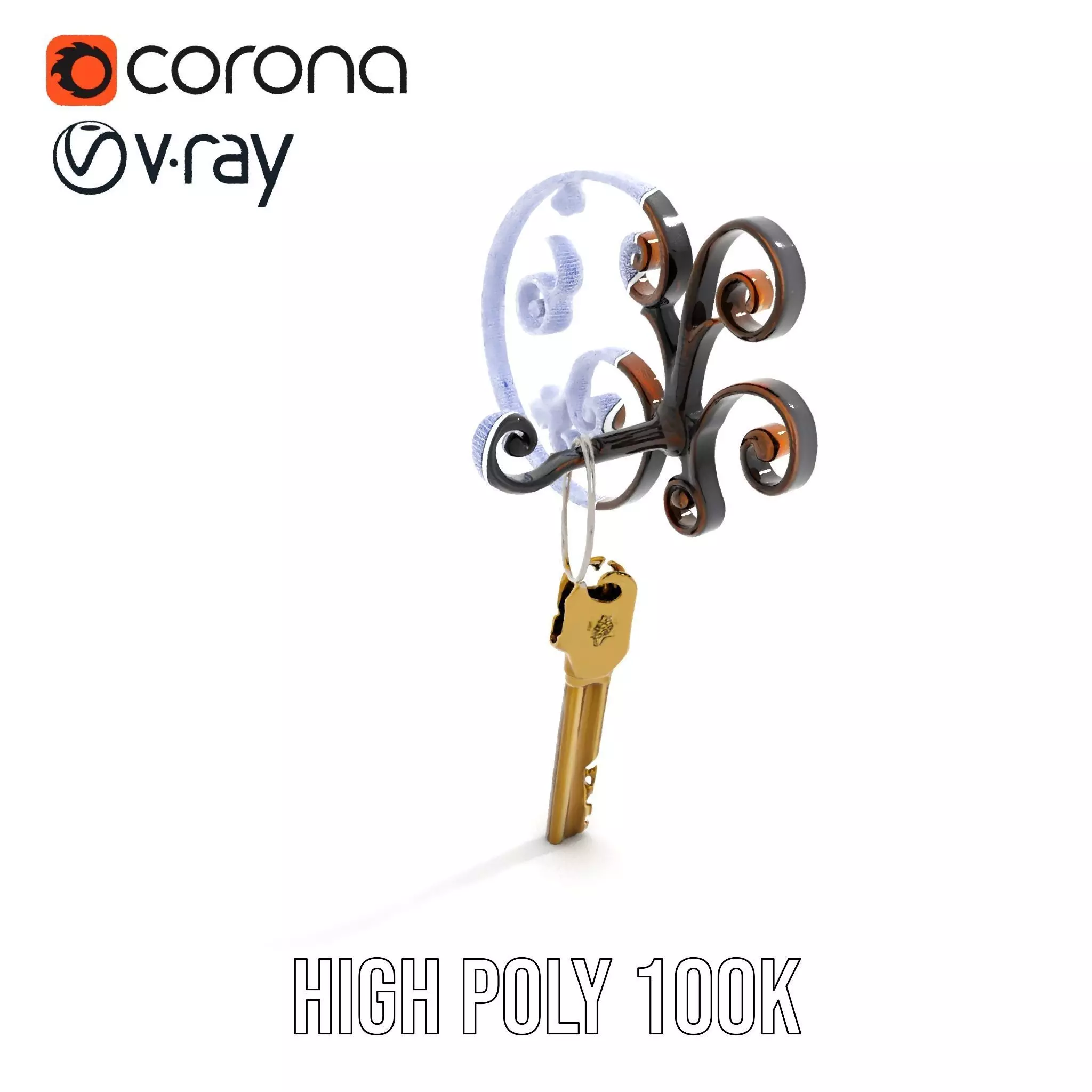 Antique Iron Key Holder model pack Low-poly 3D model_33