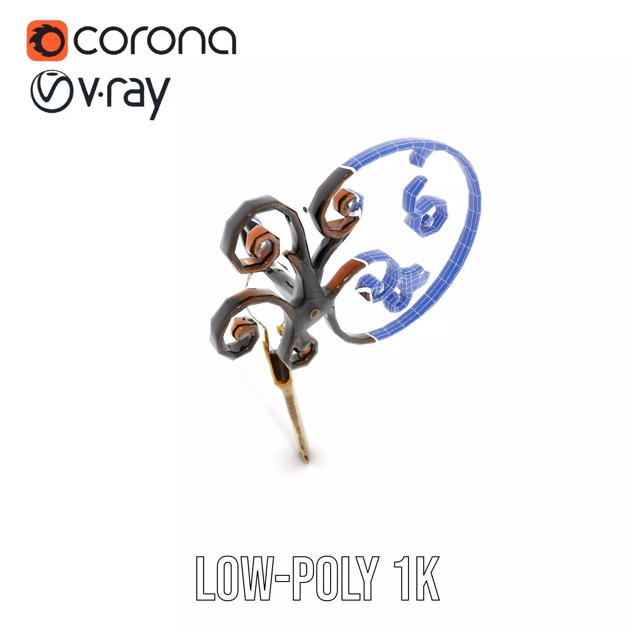 Antique Iron Key Holder model pack Low-poly 3D model_24