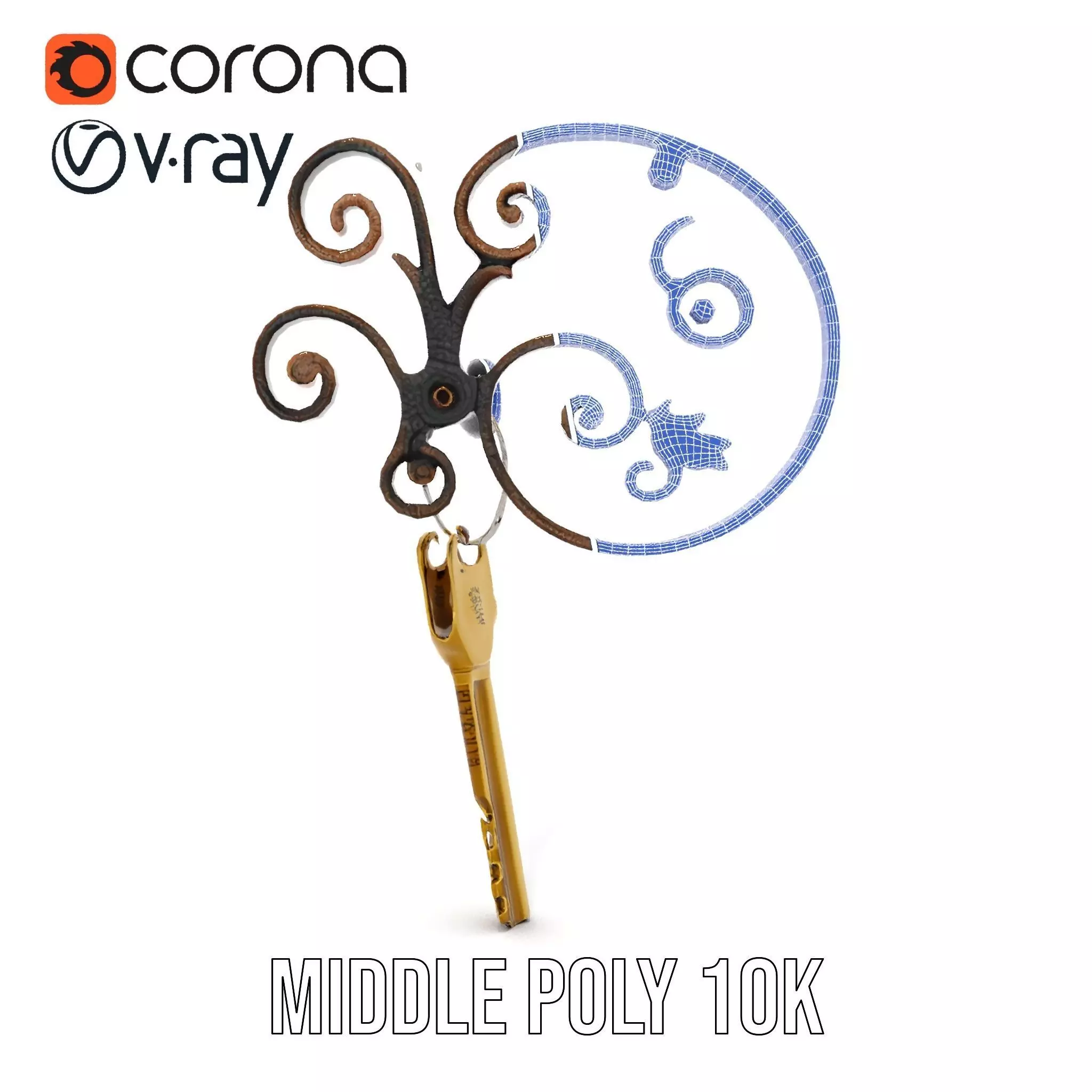 Antique Iron Key Holder model pack Low-poly 3D model_26