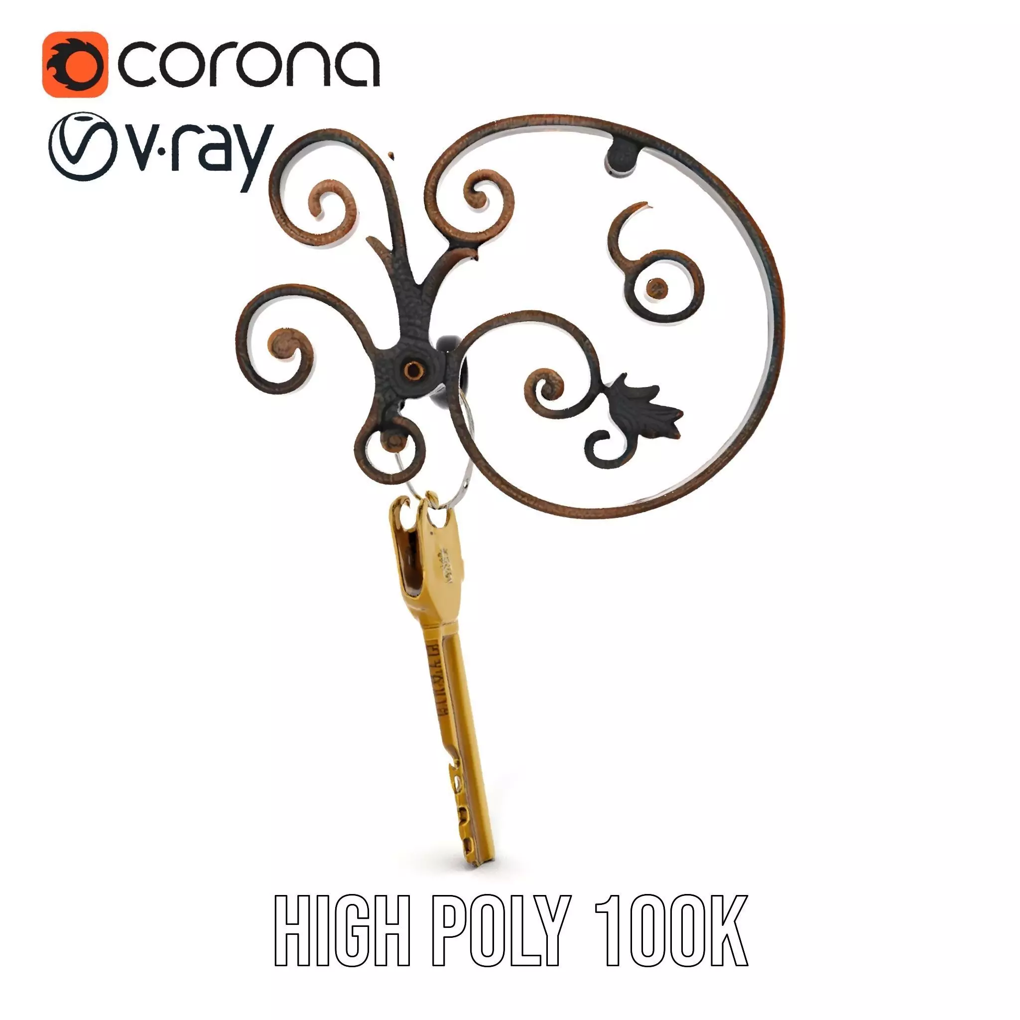 Antique Iron Key Holder model pack Low-poly 3D model_22