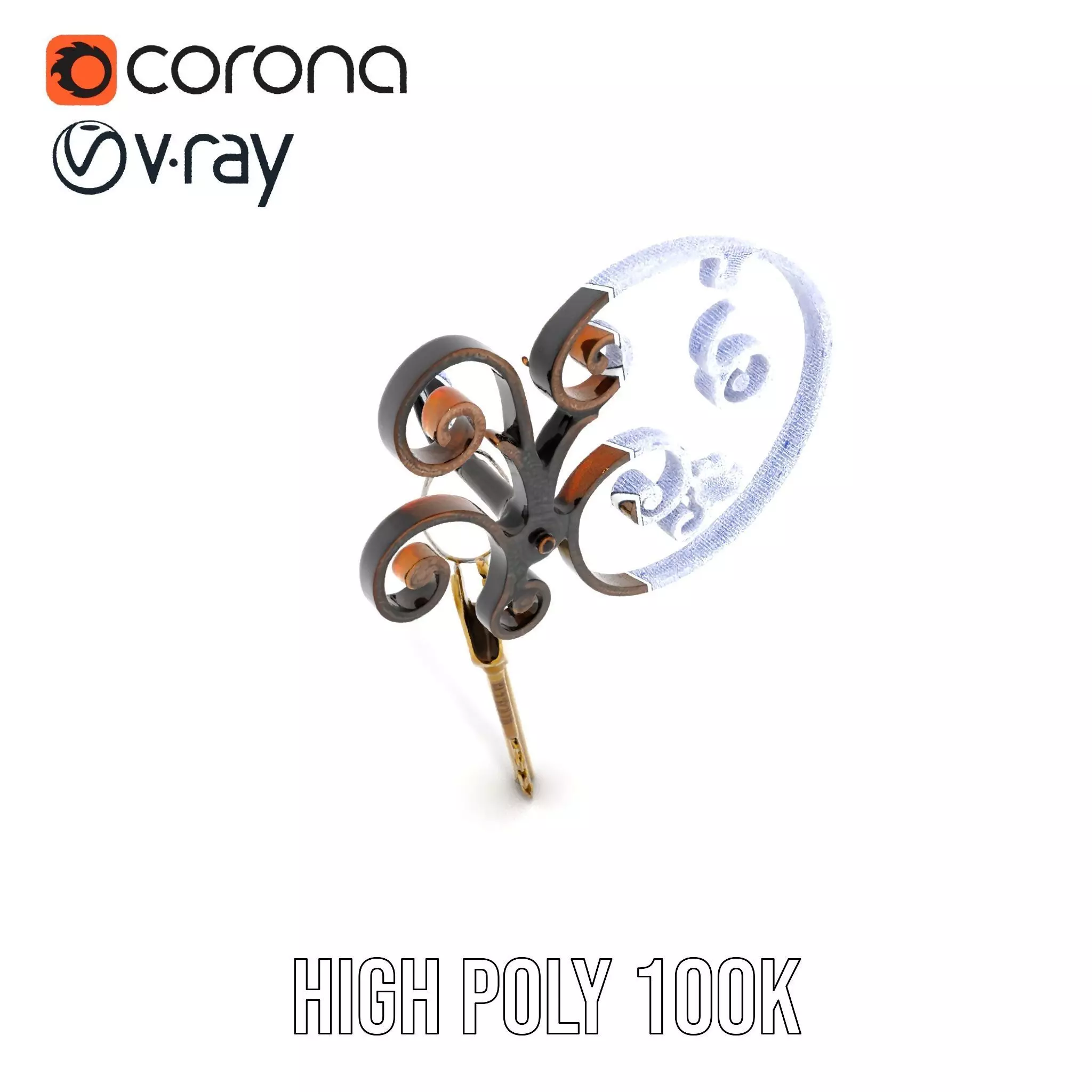 Antique Iron Key Holder model pack Low-poly 3D model_28