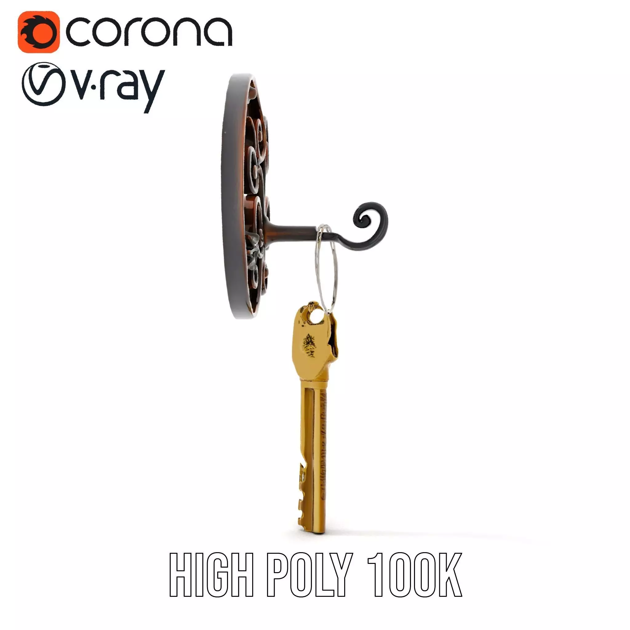 Antique Iron Key Holder model pack Low-poly 3D model_31