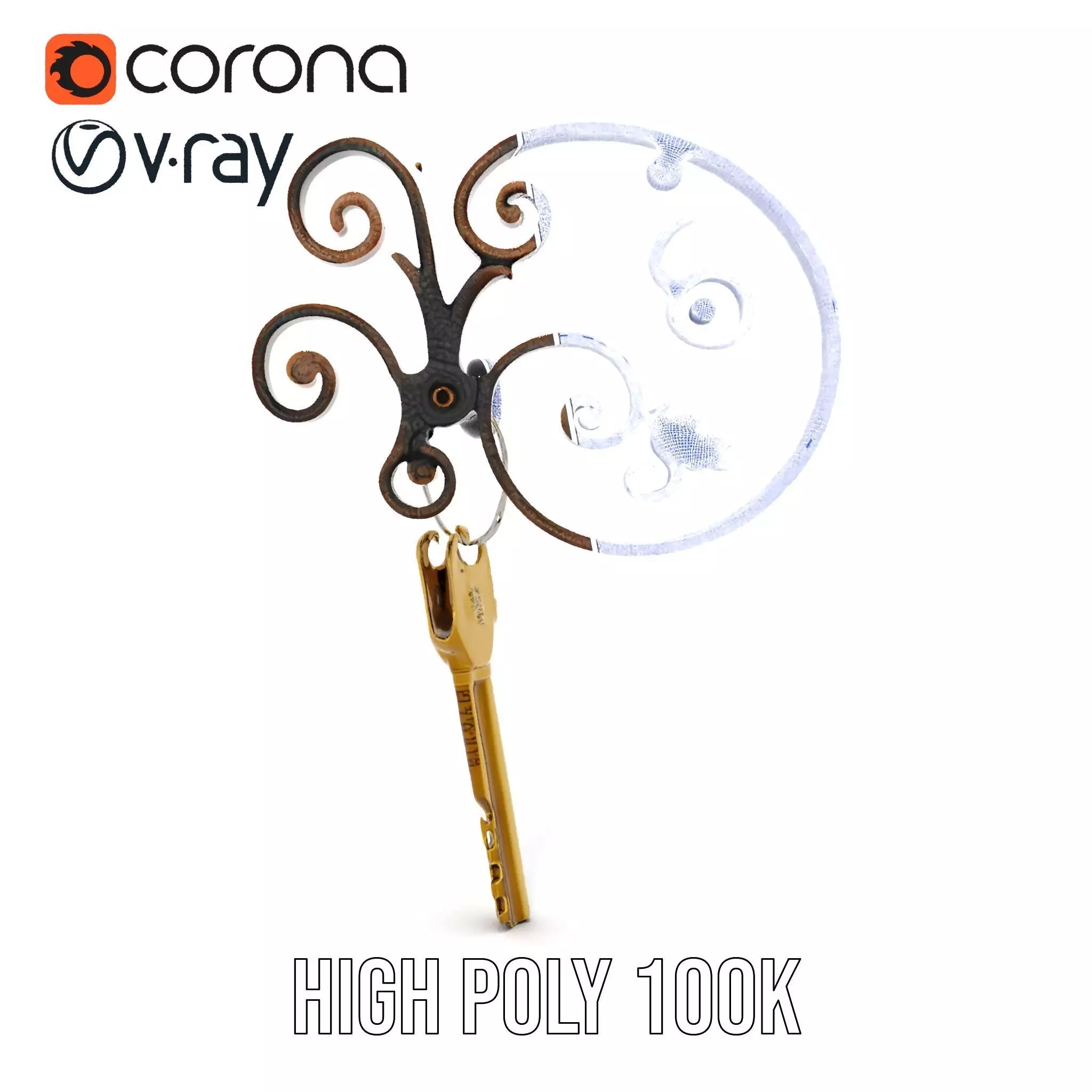 Antique Iron Key Holder model pack Low-poly 3D model_32