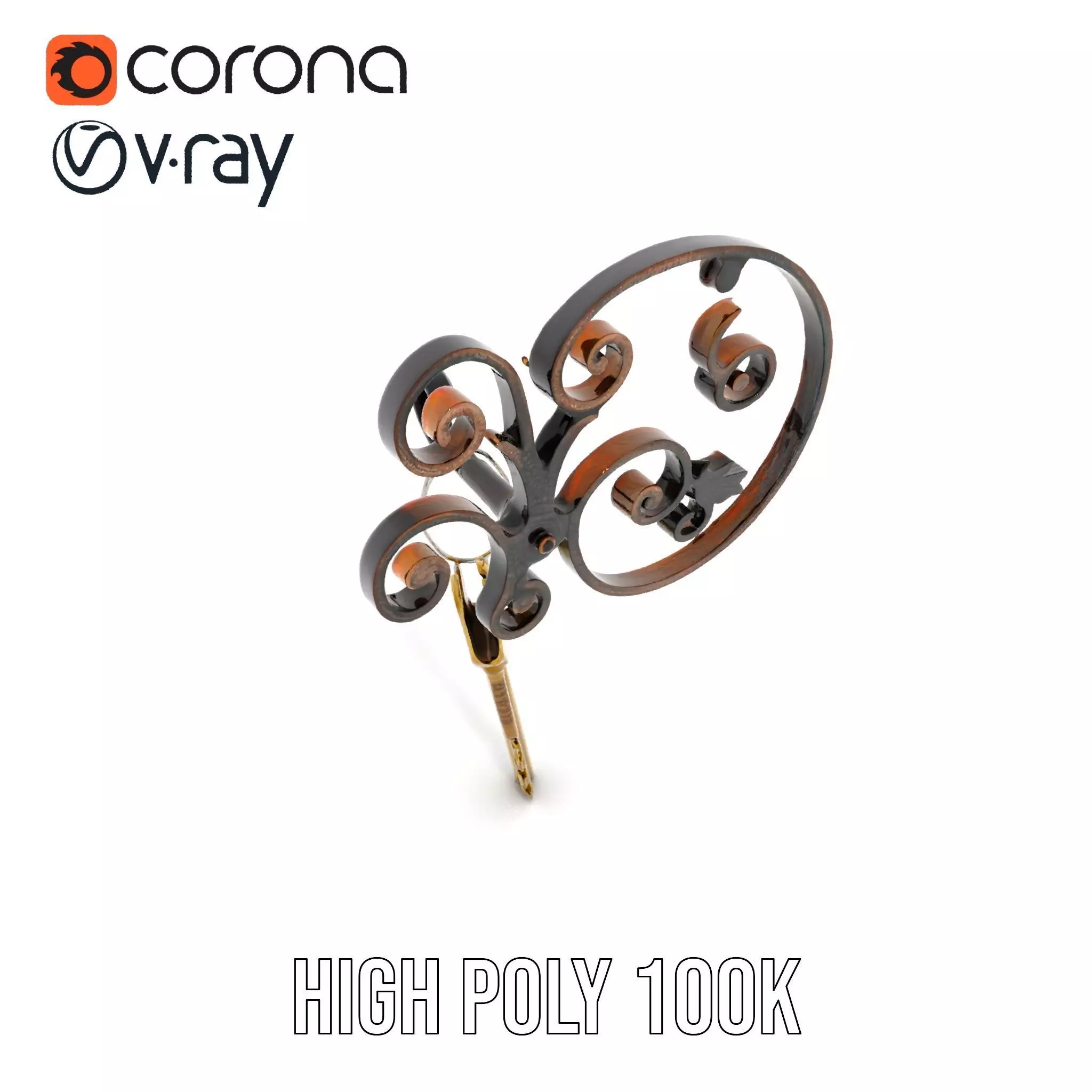 Antique Iron Key Holder model pack Low-poly 3D model_25