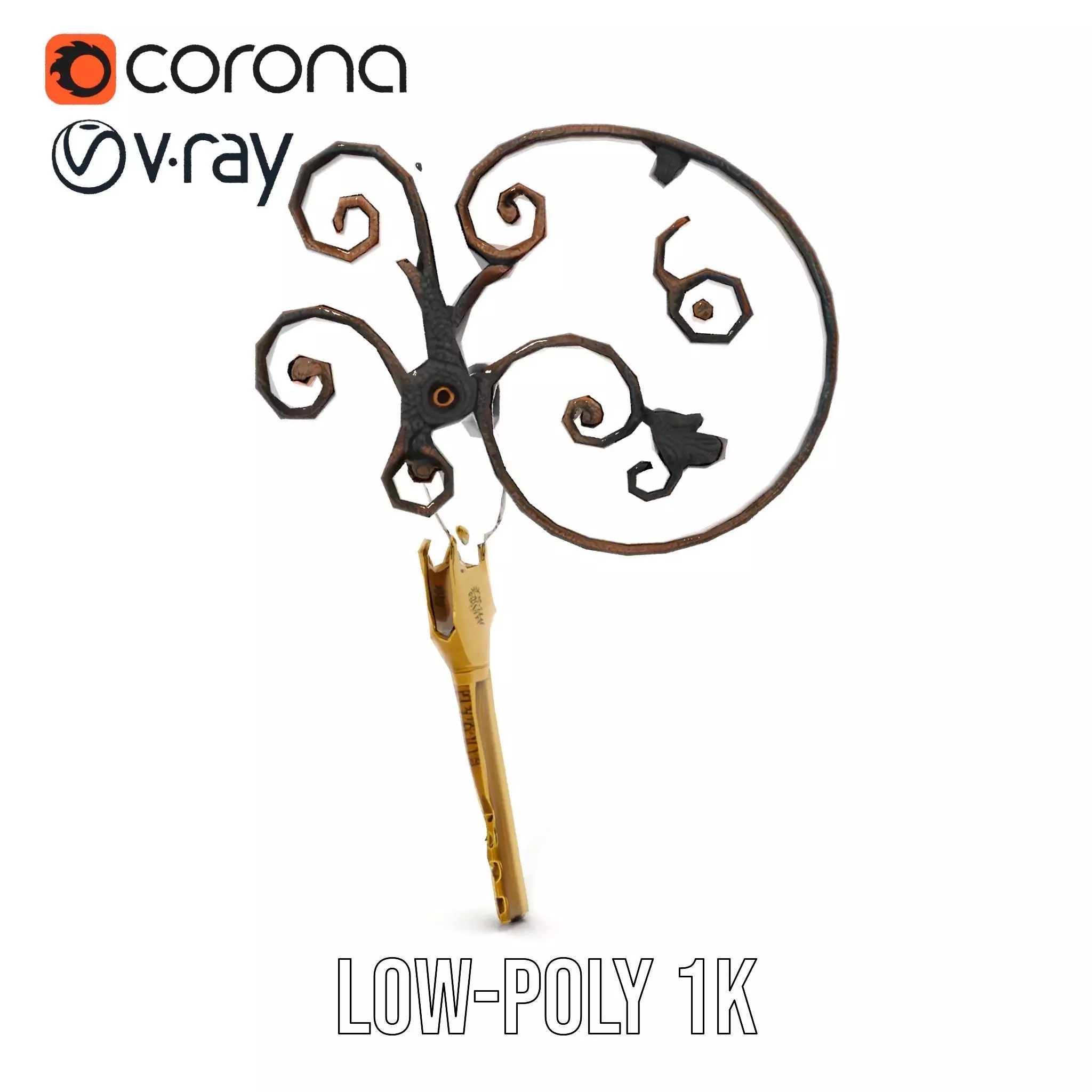 Antique Iron Key Holder model pack Low-poly 3D model_9