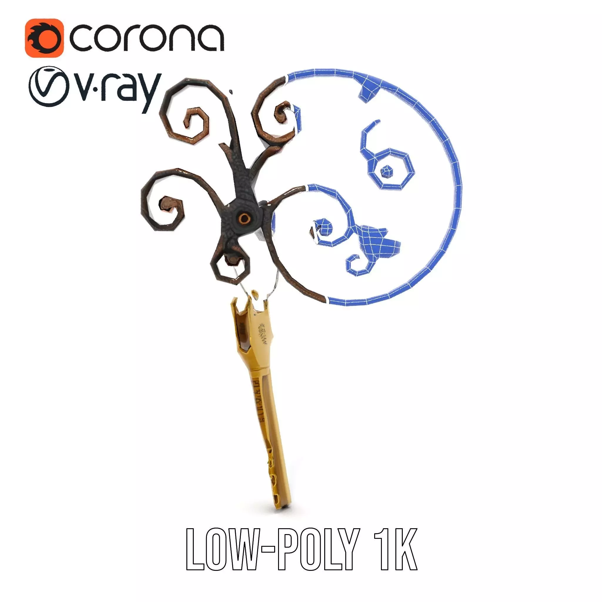 Antique Iron Key Holder model pack Low-poly 3D model_21