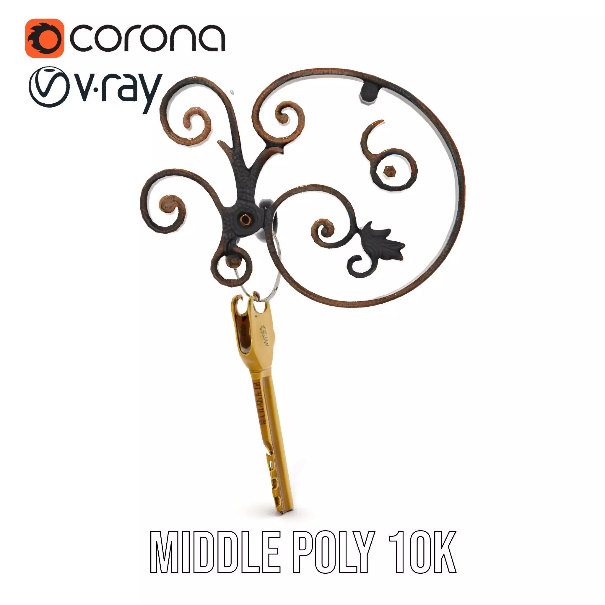 Antique Iron Key Holder model pack Low-poly 3D model_15