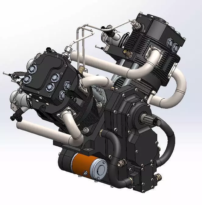 V Shaped Engine V Twin  3D model_1