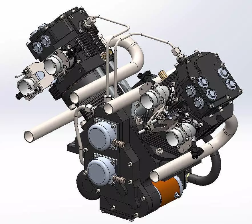 V Shaped Engine V Twin  3D model_0