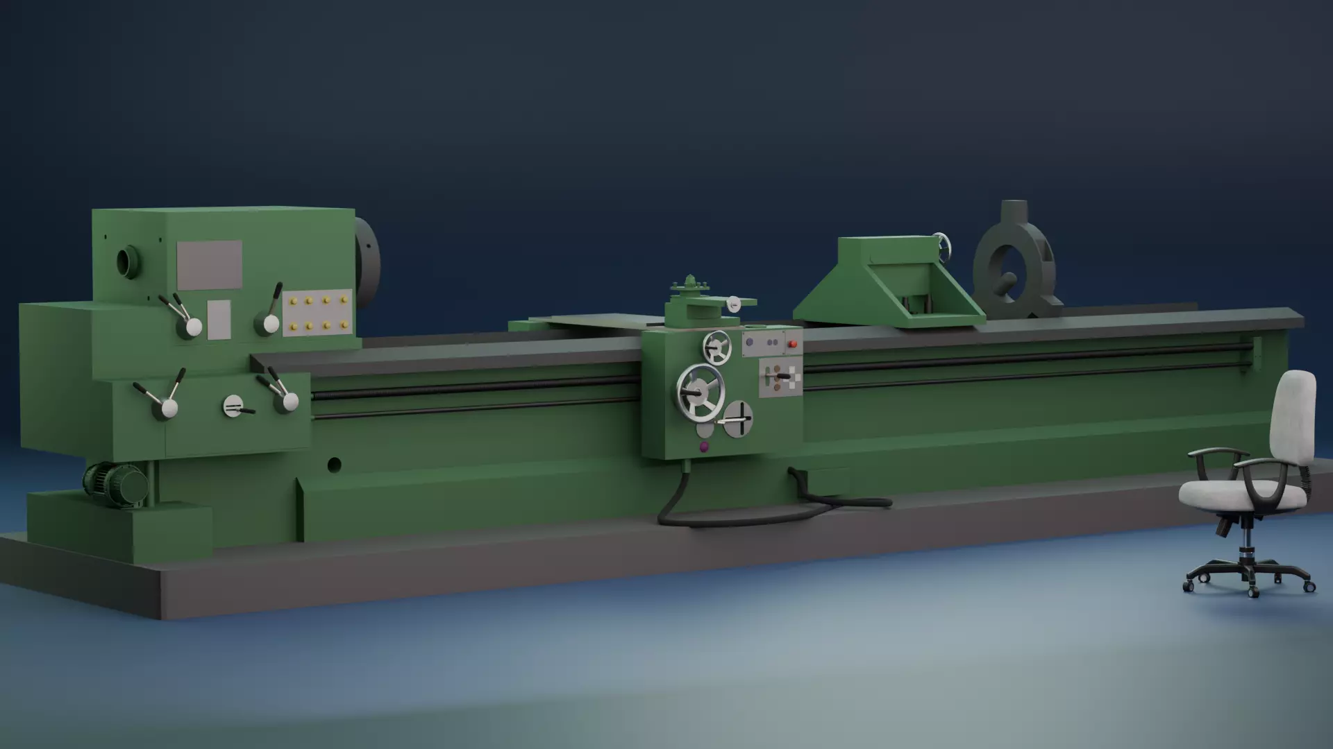 Skoda Lathe Machine-High-Quality Industrial 3D Model Low-poly 3D model_1