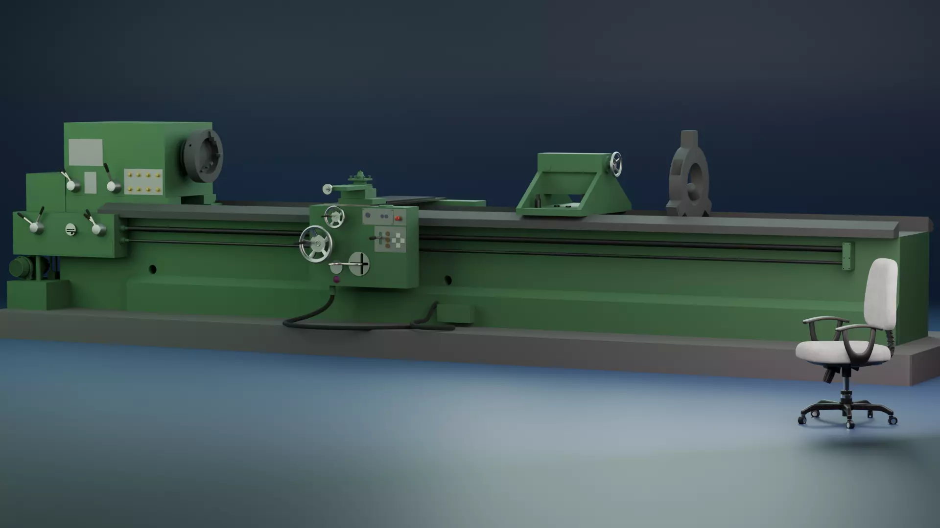 Skoda Lathe Machine-High-Quality Industrial 3D Model Low-poly 3D model_0