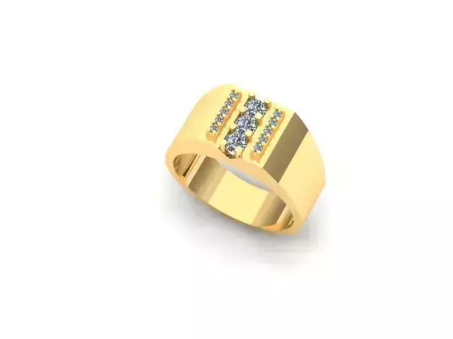 Stylish Men Gold Wedding  Ring with Diamond Rows