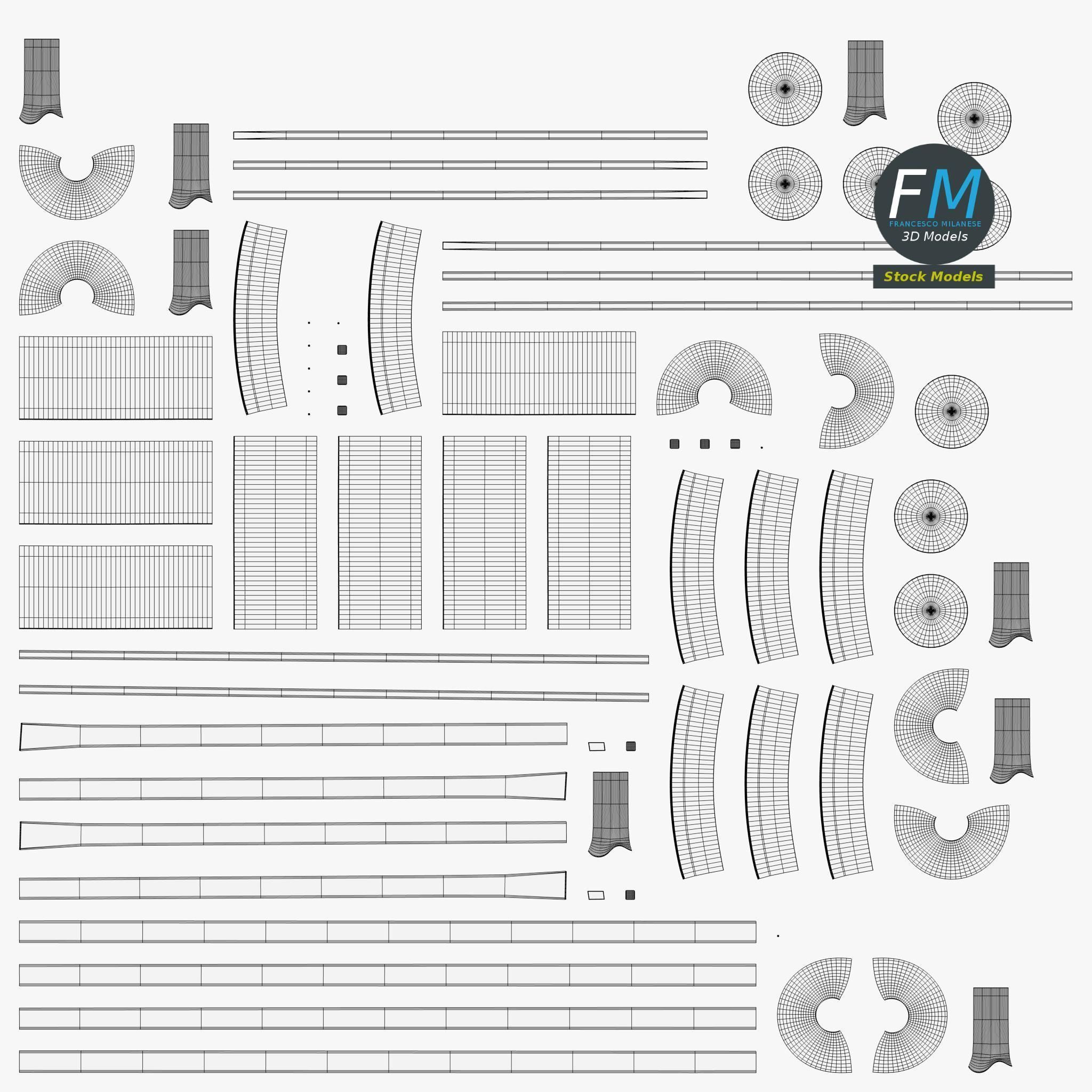 Studio light ceiling frame rig 3D model_12