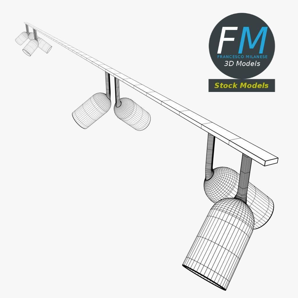 Studio light ceiling frame rig 3D model_7